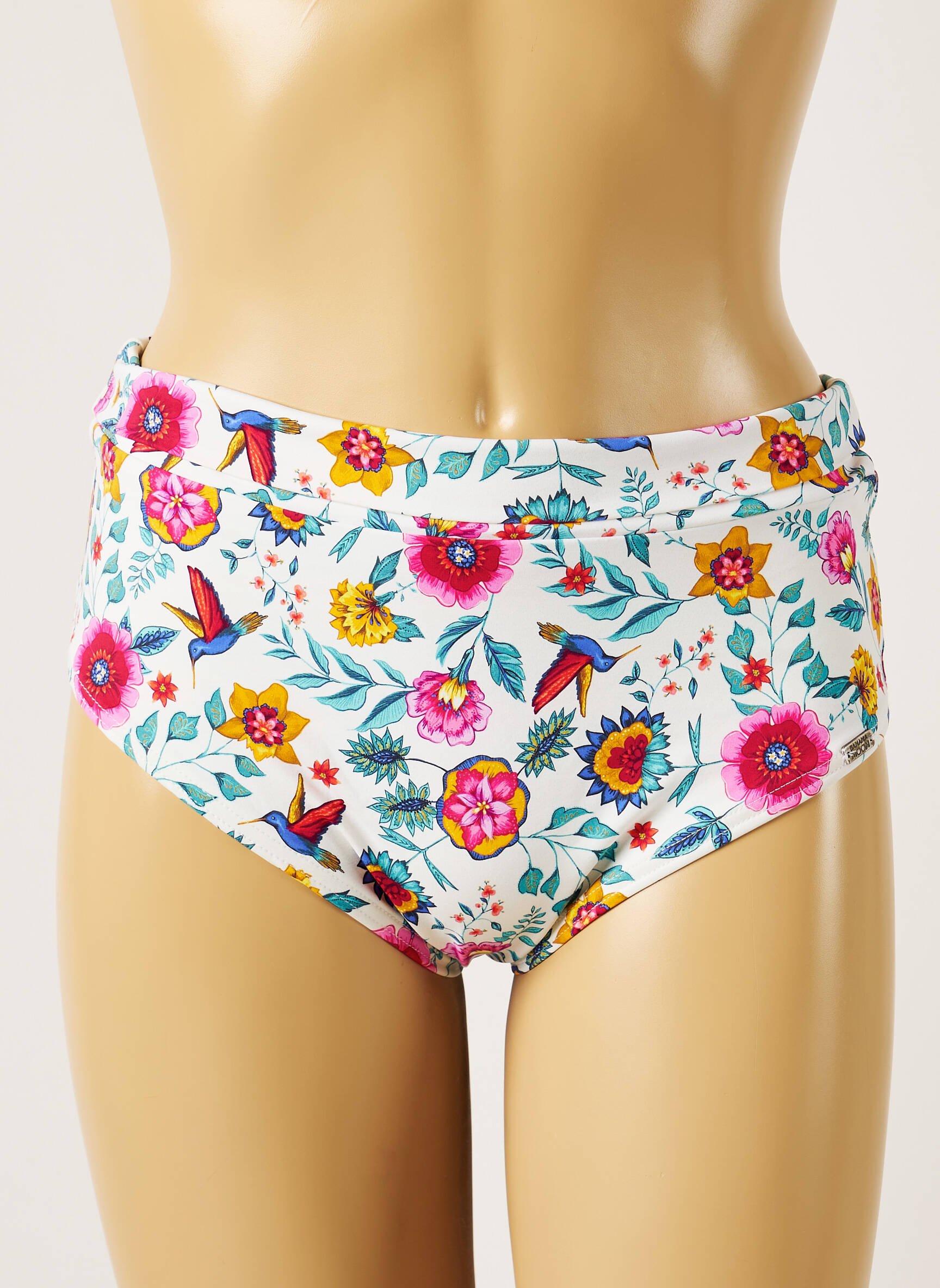 Maudymosi kelnaitės gėlių raštas bikini baltas BANANA MOON moteris