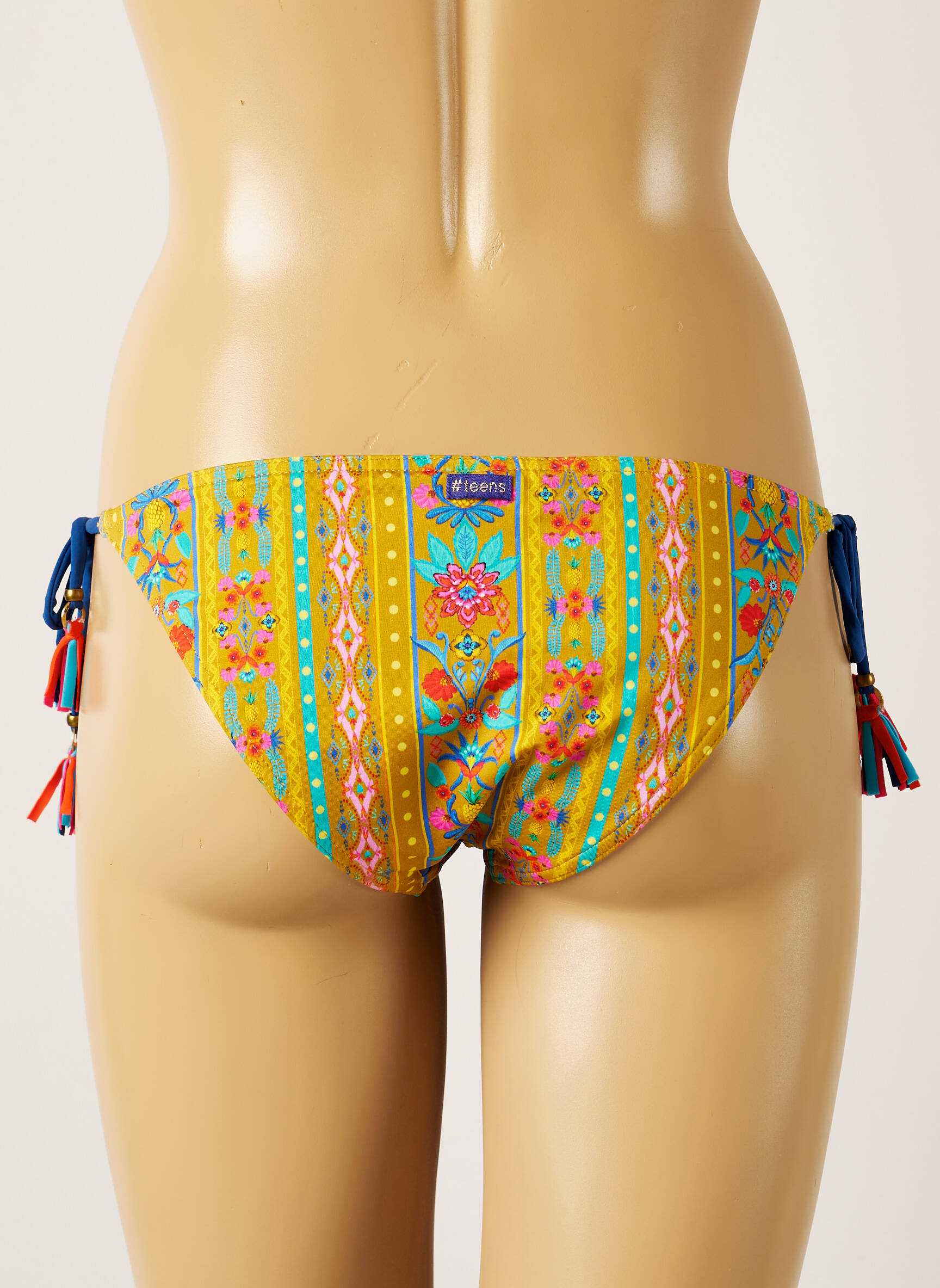 Maudymosi kelnaitės užsegimas su raišteliais bikini geltona BANANA MOON moteris