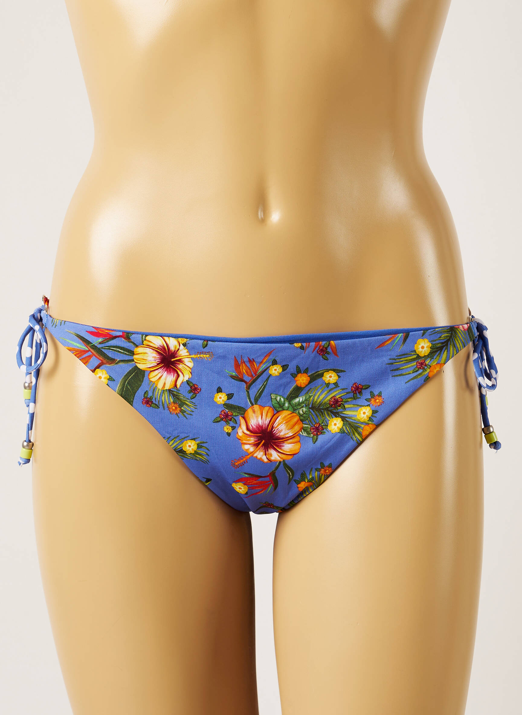 Maudymosi kelnaitės gėlių raštas bikini mėlyna BANANA MOON moteris