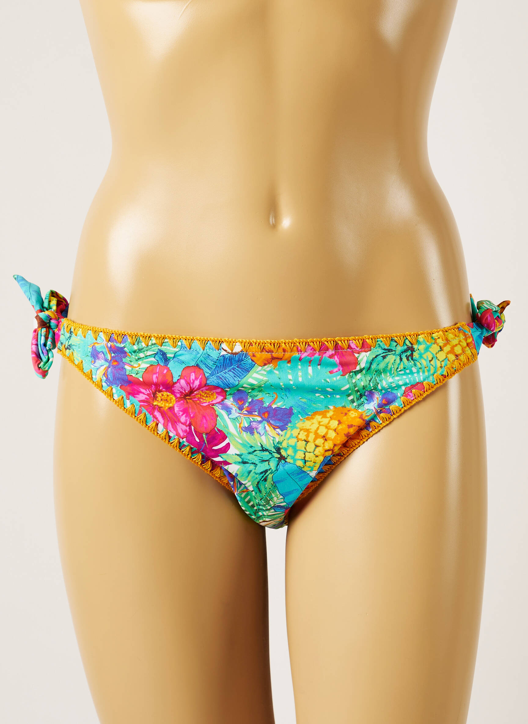 Maudymosi kelnaitės gėlių raštas bikini žalias BANANA MOON moteris