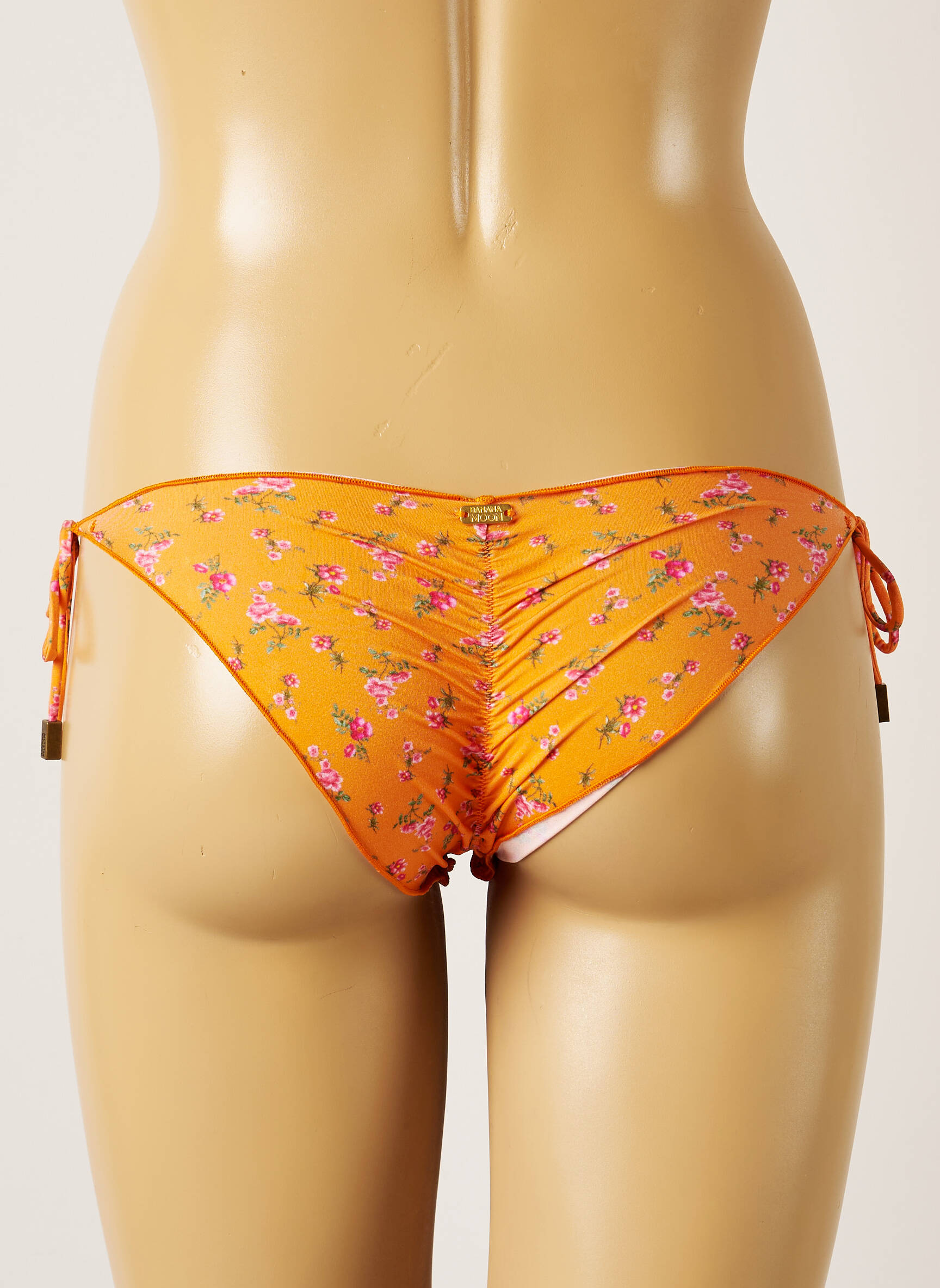 Maudymosi kelnaitės užsegimas su raišteliais bikini oranžinė BANANA MOON moteris