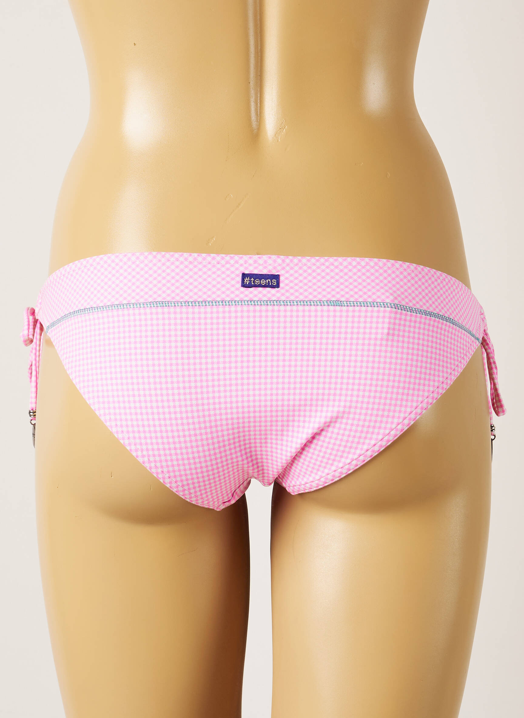 Maudymosi kelnaitės užsegimas su raišteliais bikini rožinė BANANA MOON moteris