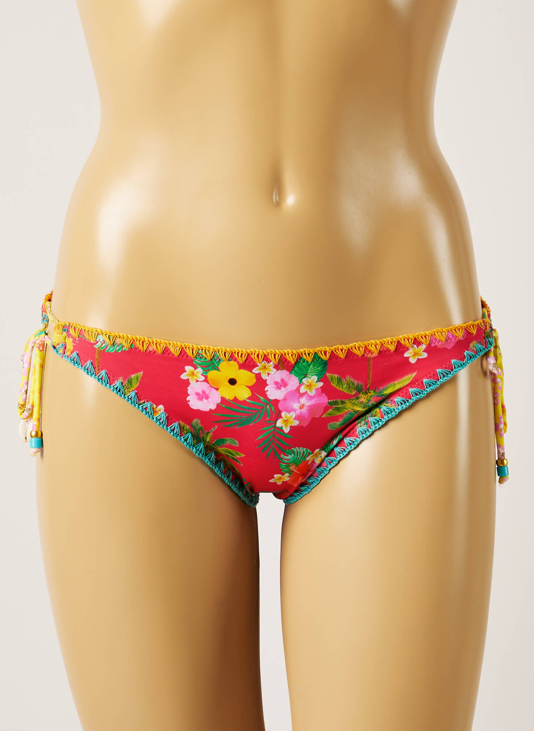 Maudymosi kelnaitės gėlių raštas bikini raudona BANANA MOON moteris