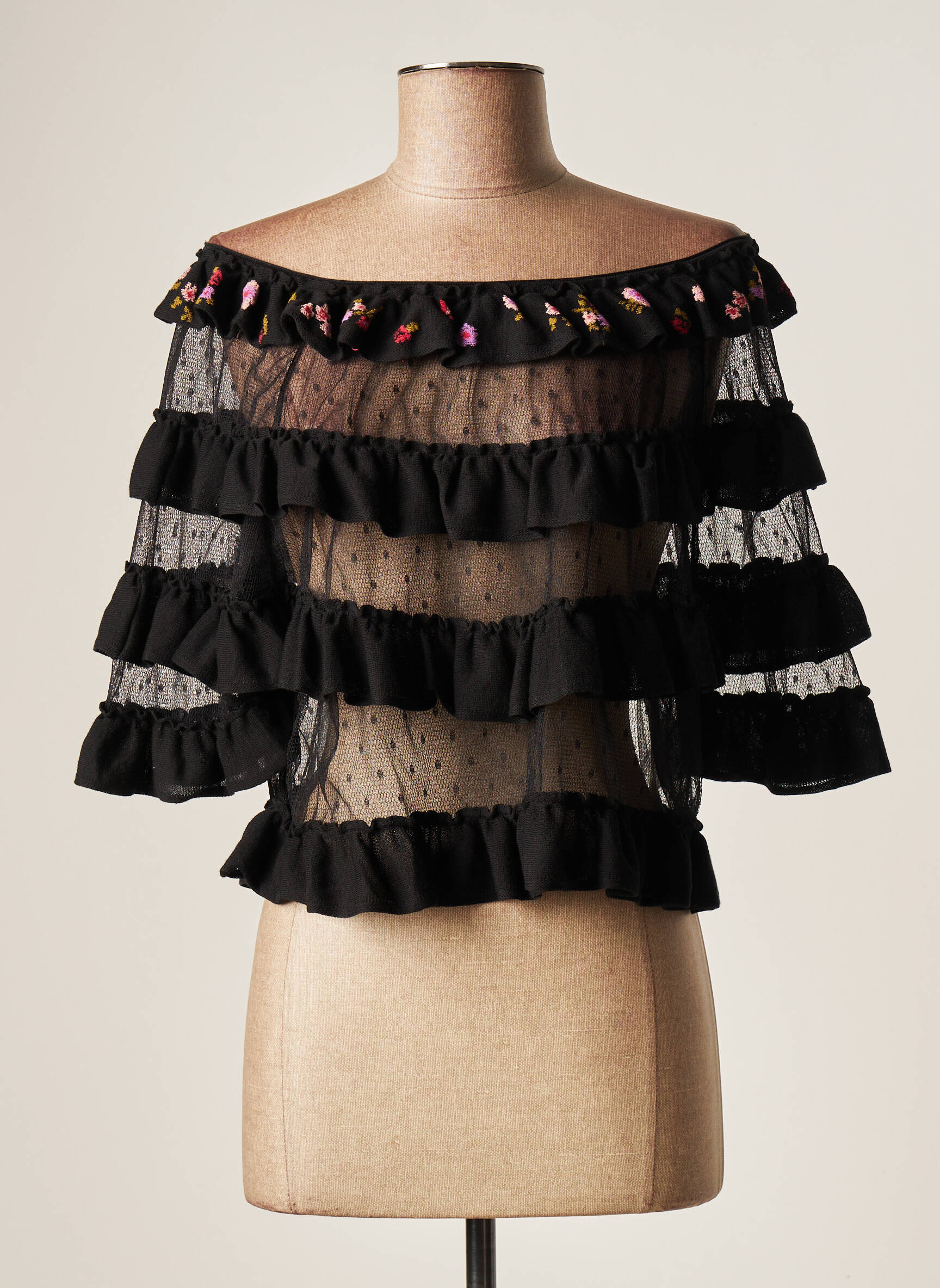 Bluzonai lengva ir skaidri 3/4 rankovės juodas RED VALENTINO moteris