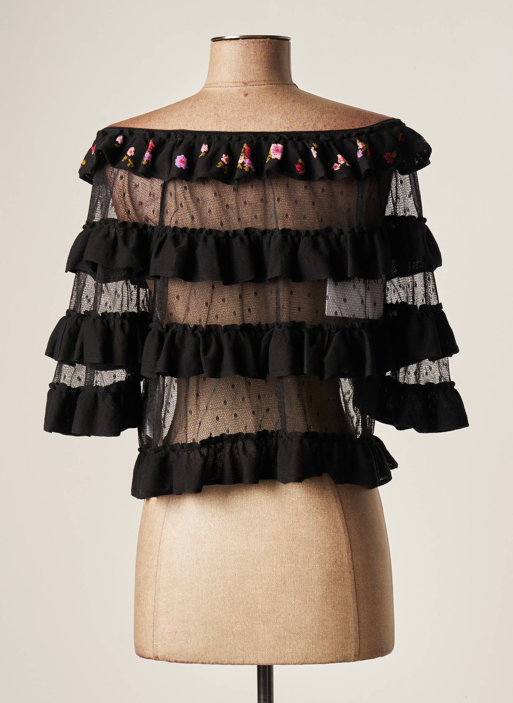Bluzonai lengva ir skaidri 3/4 rankovės juodas RED VALENTINO moteris