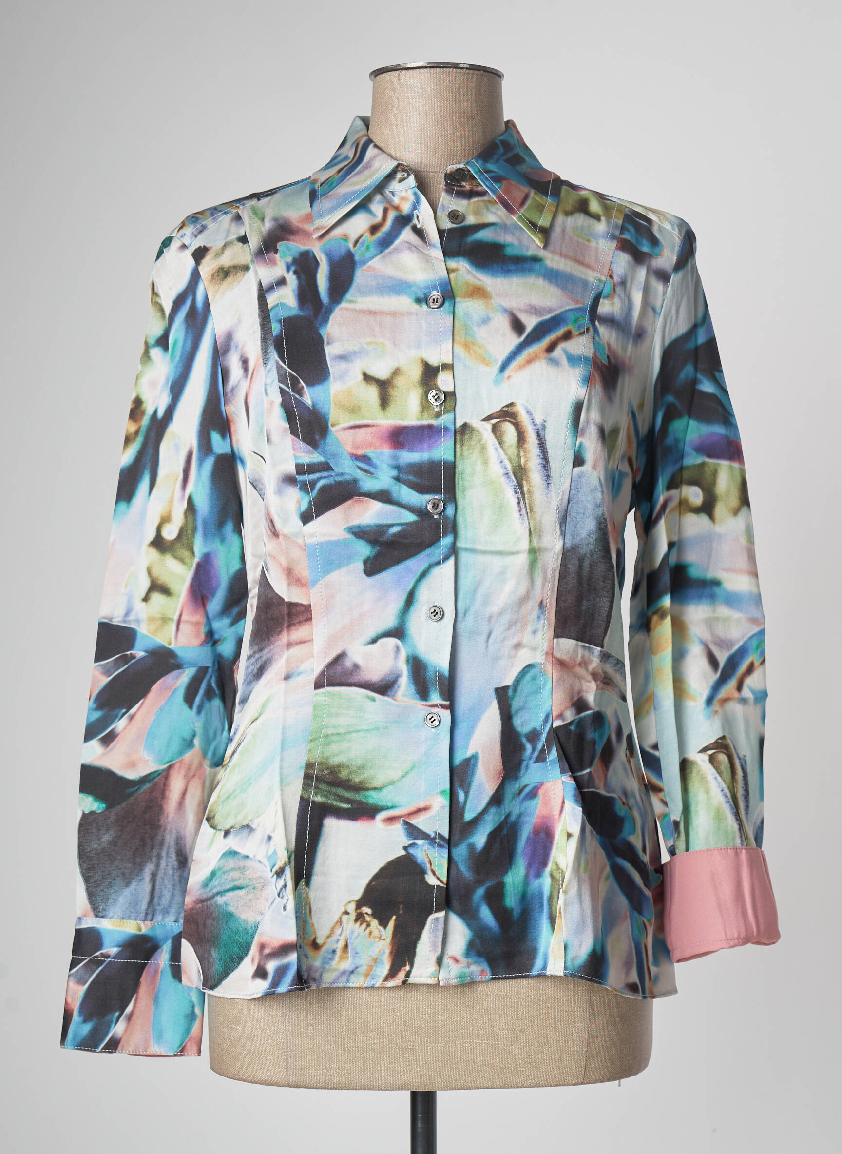 Moteriškas marškinys centrinė iškirptė ilgos rankovės mėlyna PAUL SMITH moteris