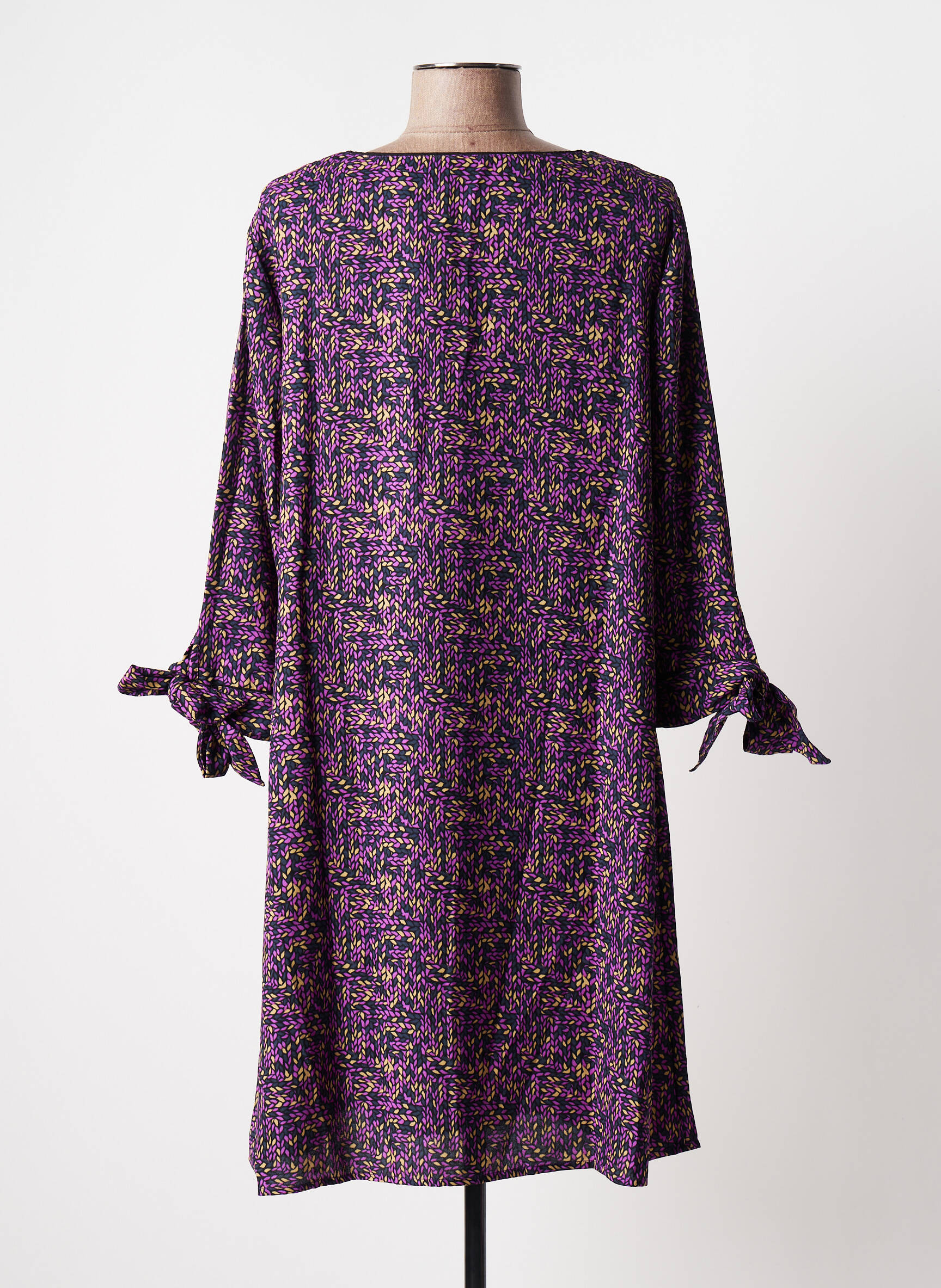 Pusilgių suknelė sklandi forma 3/4 rankovės violetinis BLANCHEPORTE moteris