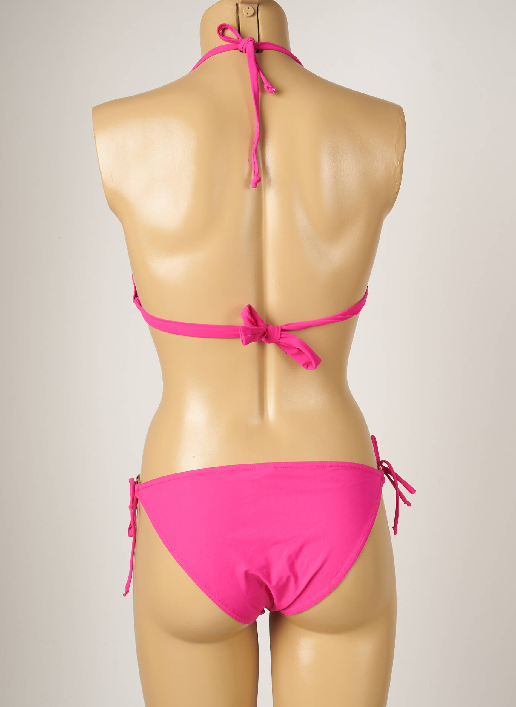 Maudymosi kelnaitės užsegimas su raišteliais bikini rožinė BANANA MOON moteris