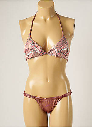 Dvivietis maudymosi kostiumėlis tamprumas liemenėlė su išimamu putų paminkštinimu oranžinė WOW BIKINI moteris