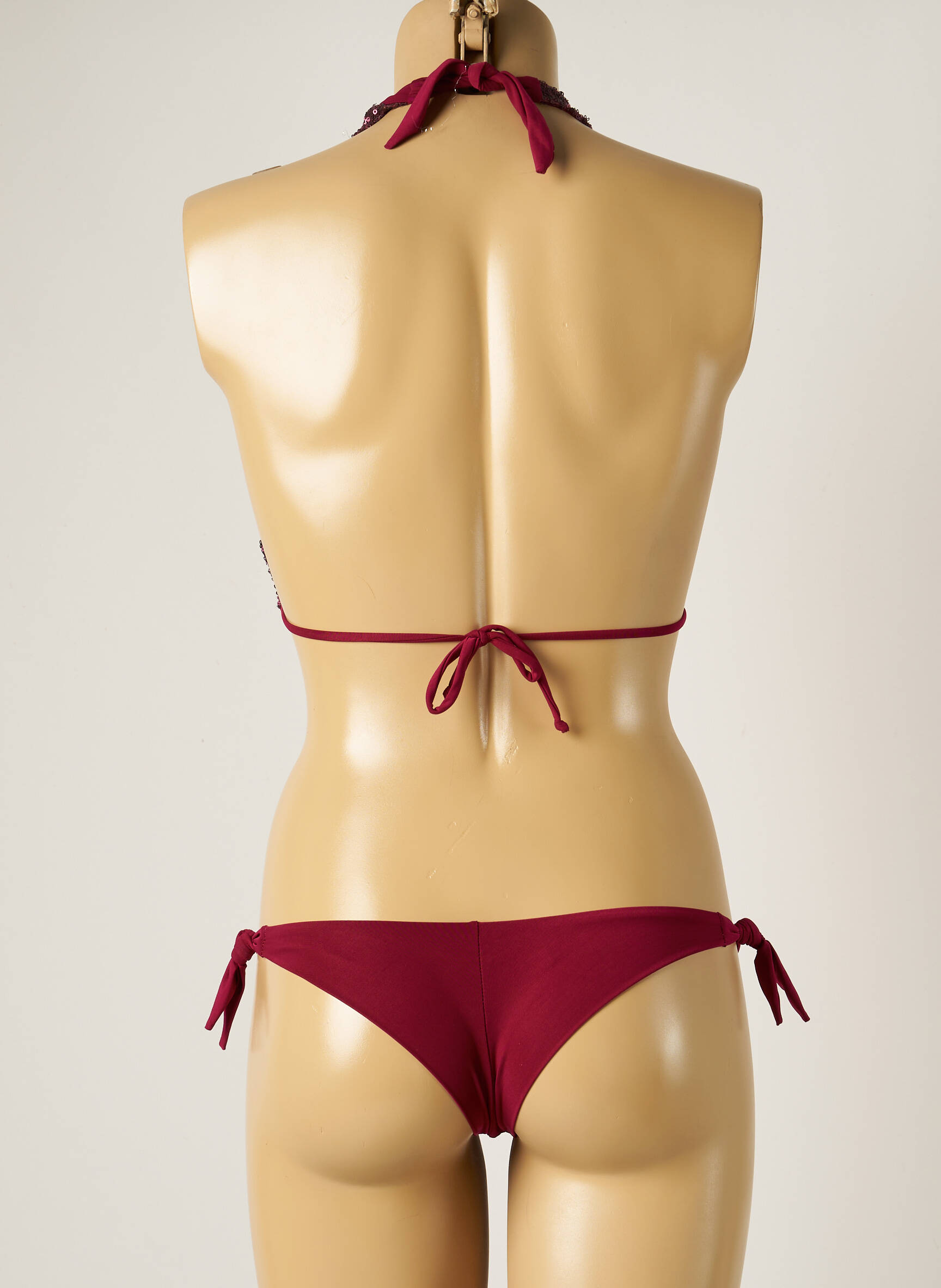 Dvivietis maudymosi kostiumėlis tamprumas aukšti trikampiai raudona WOW BIKINI moteris