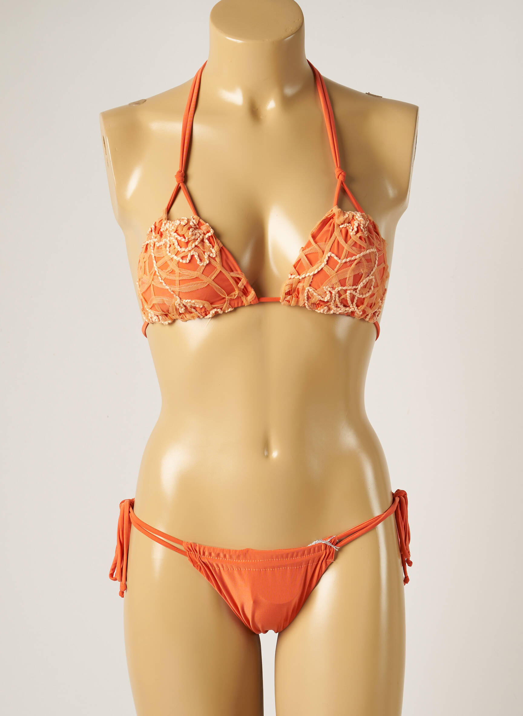 Dvivietis maudymosi kostiumėlis tamprumas liemenėlė su išimamu putų paminkštinimu oranžinė WOW BIKINI moteris