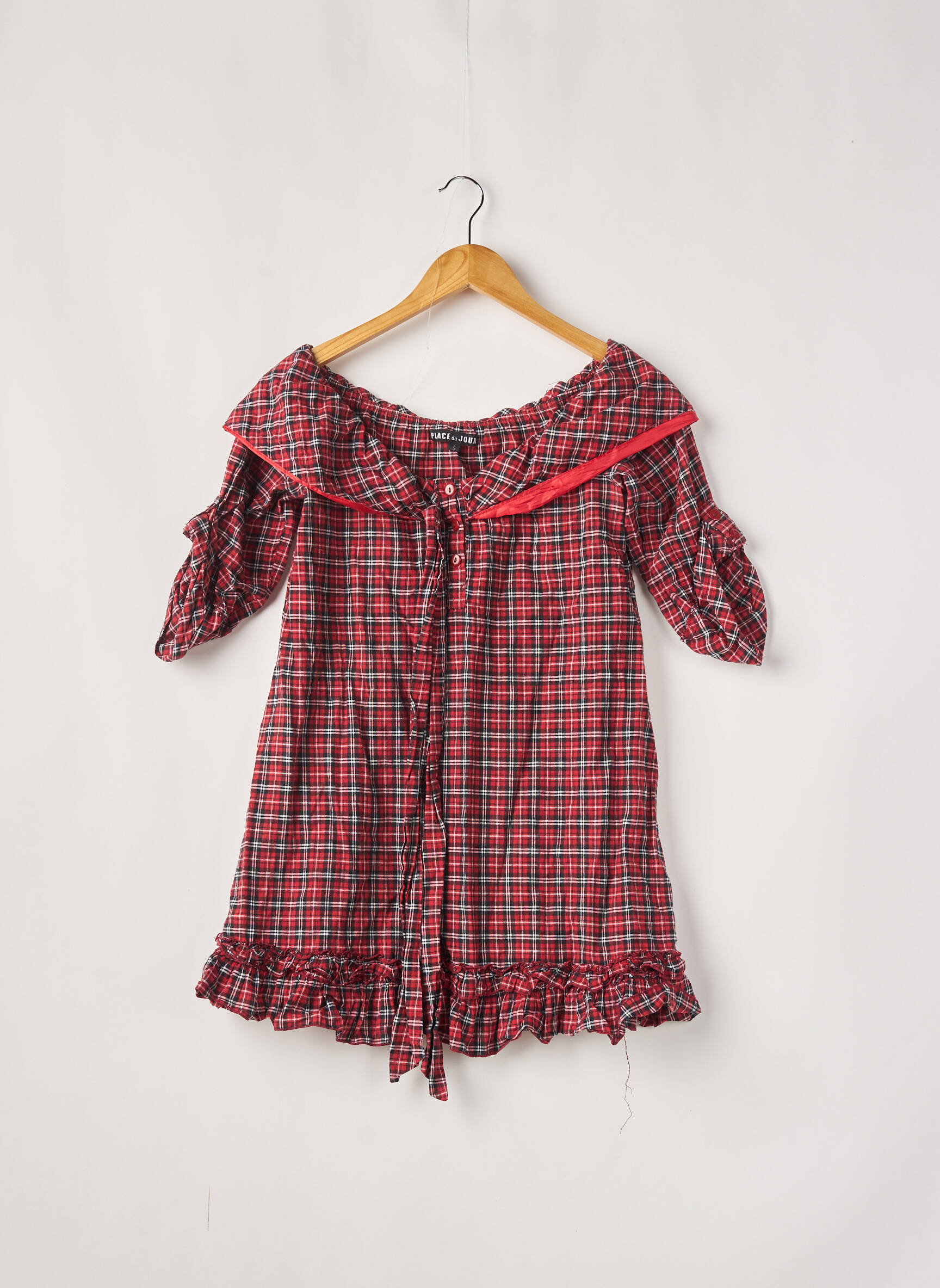Ilgų rankovių tunika priekinė mygtukų uždarymo sistema raudona PLACE DU JOUR moteris