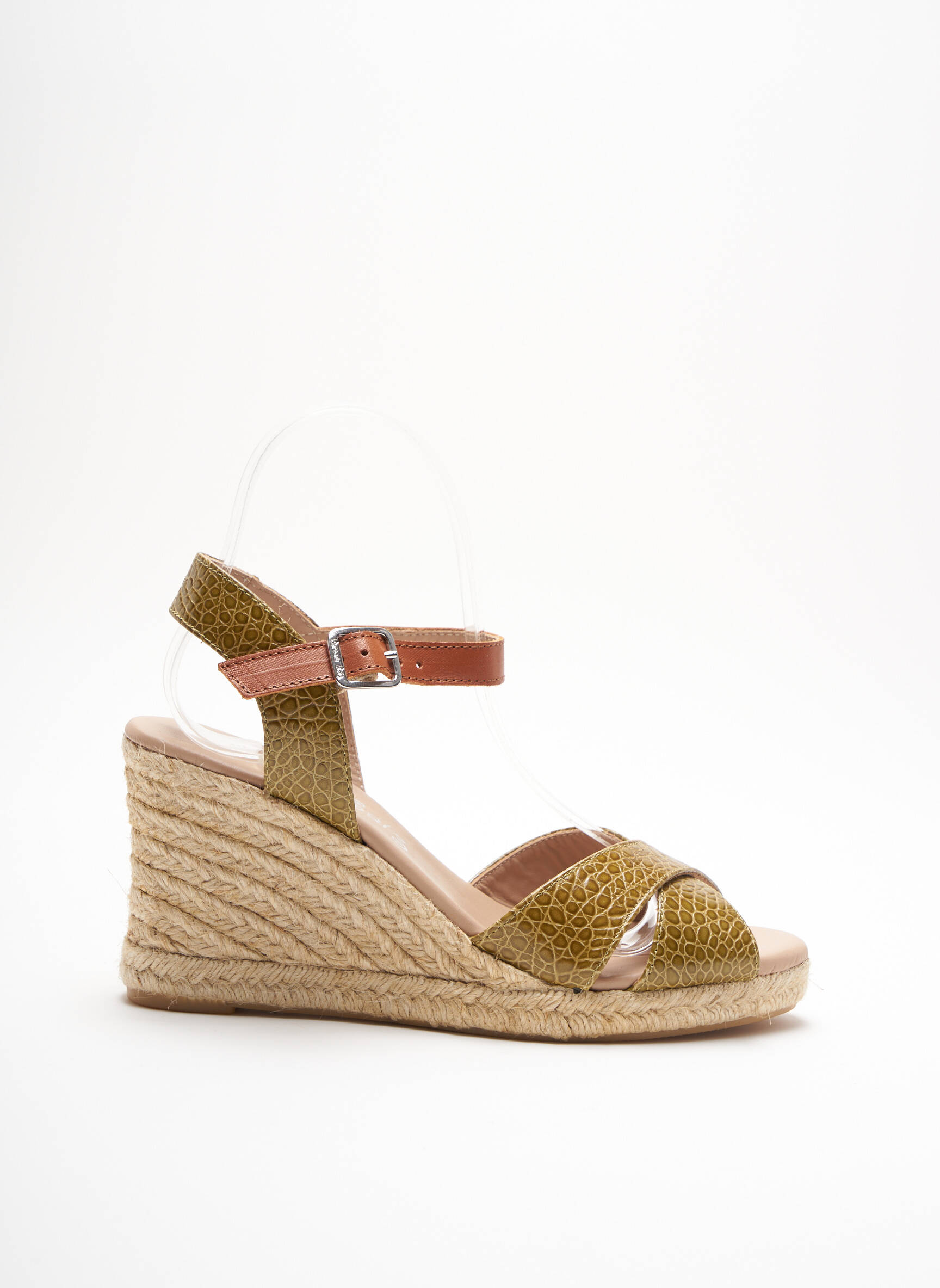 Espadrilės satino audinys kulnas nuo 7 iki 9 cm žalias CARMEN SAIZ moteris