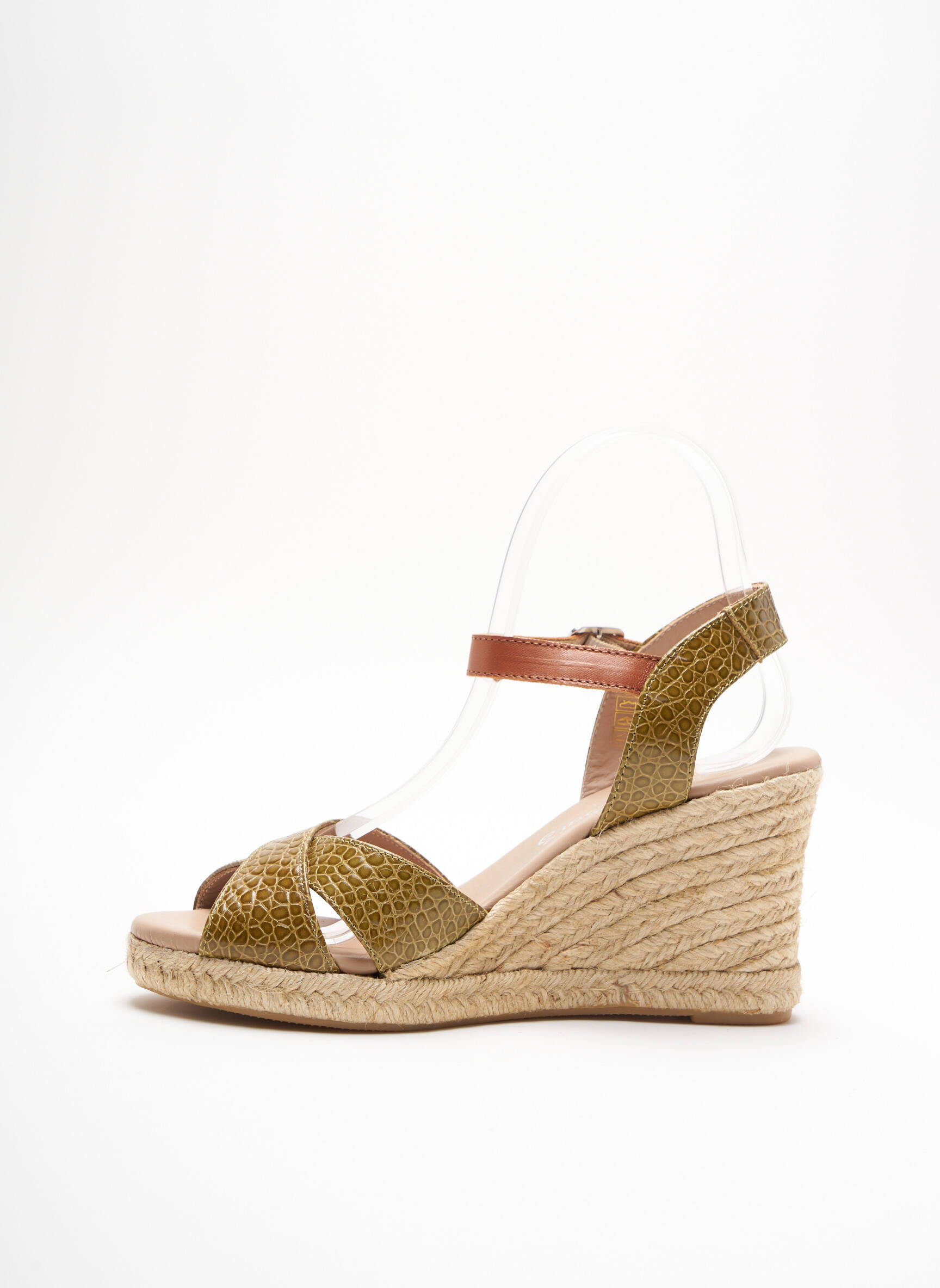 Espadrilės satino audinys kulnas nuo 7 iki 9 cm žalias CARMEN SAIZ moteris