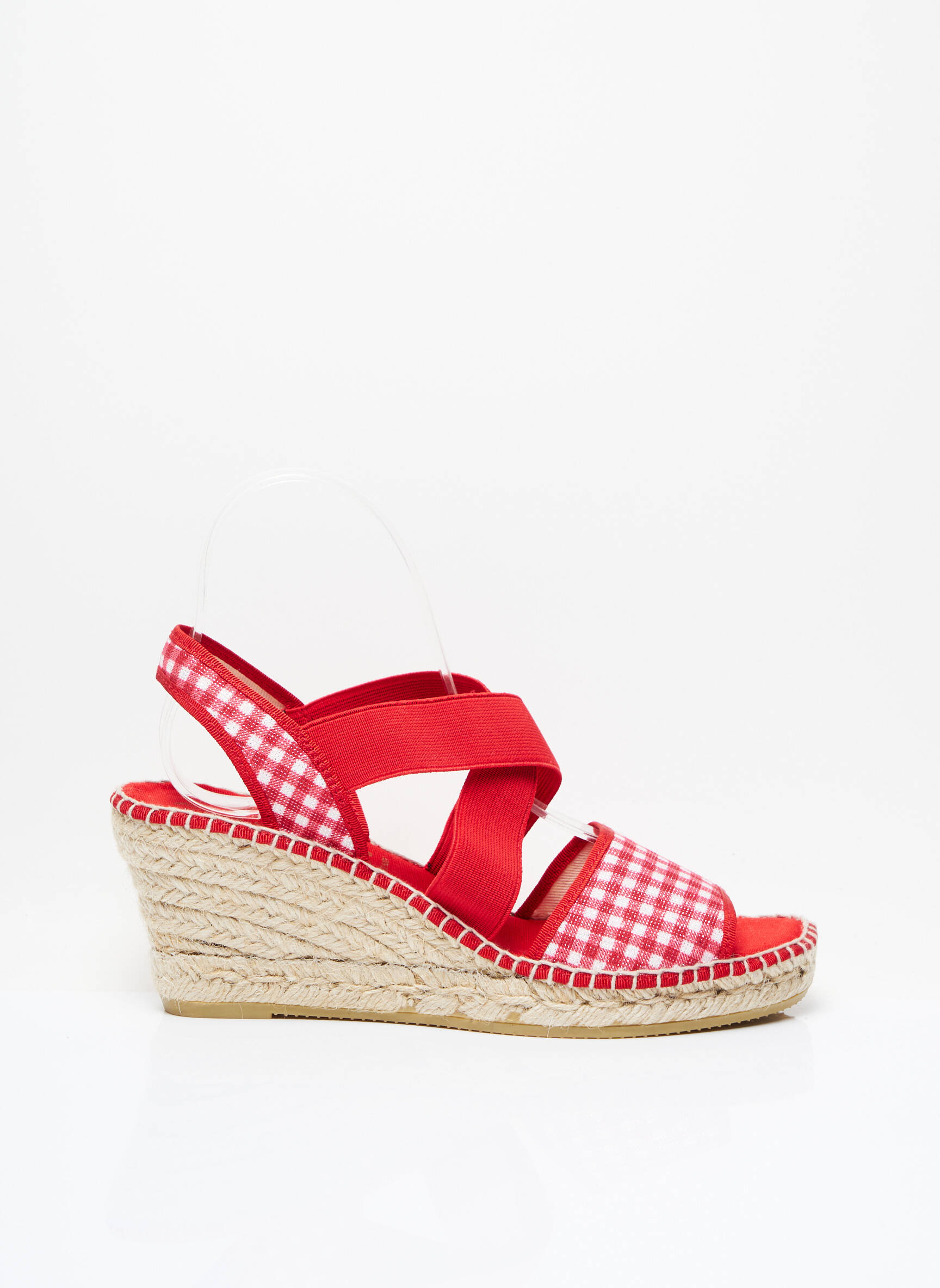 Espadrilės audinio audimas (tinklinis audimas) kulnas nuo 7 iki 9 cm raudona LA MAISON DE L'ESPADRILLE moteris