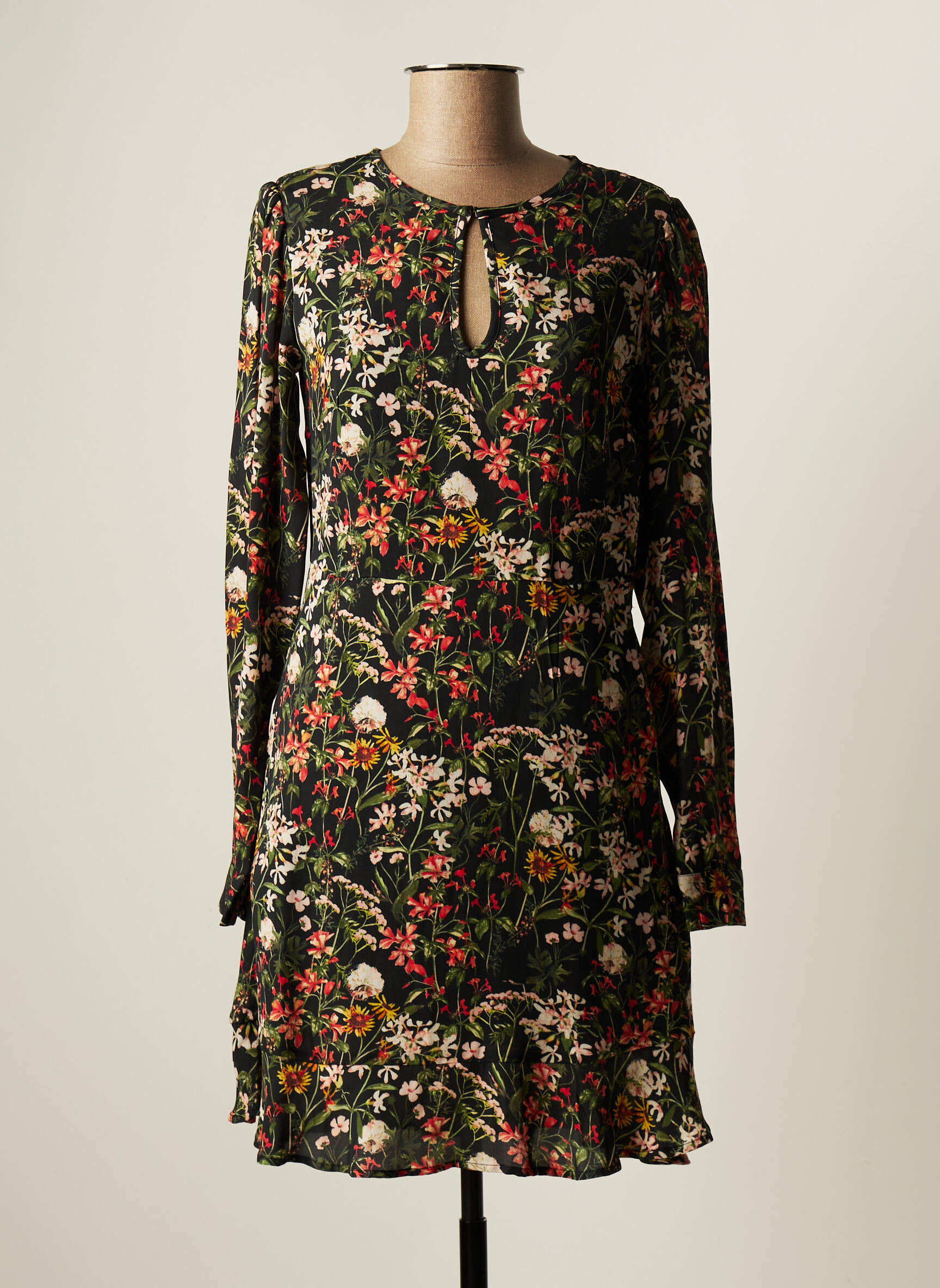 Pusilgių suknelė gėlių raštas ilgos rankovės juodas MAISON SCOTCH moteris