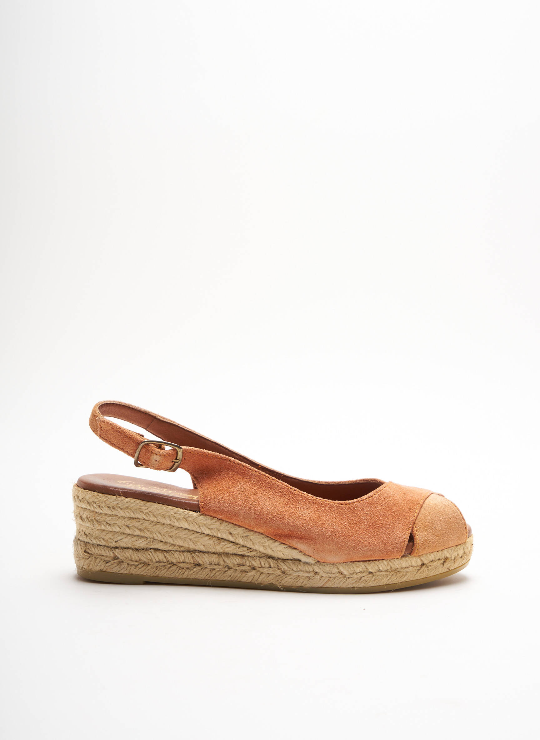 Espadrilės nubuko audinys kulnas nuo 4 iki 6 cm oranžinė LA MAISON DE L'ESPADRILLE moteris