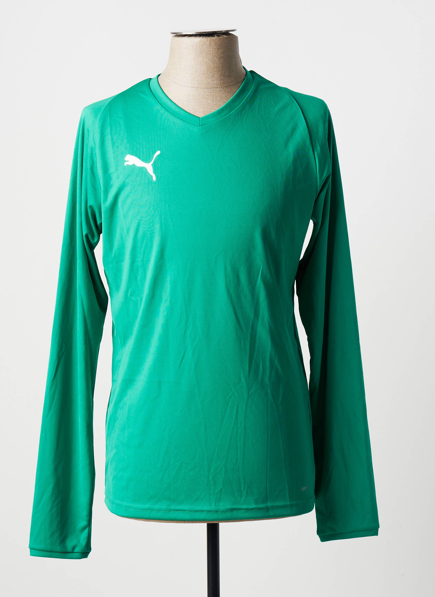 T-marškinys centrinė iškirptė ilgos rankovės žalias PUMA vyras
