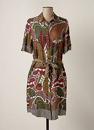 Pusilgių suknelė sklandi forma trumpas rankovės žalias TINTA STYLE moteris