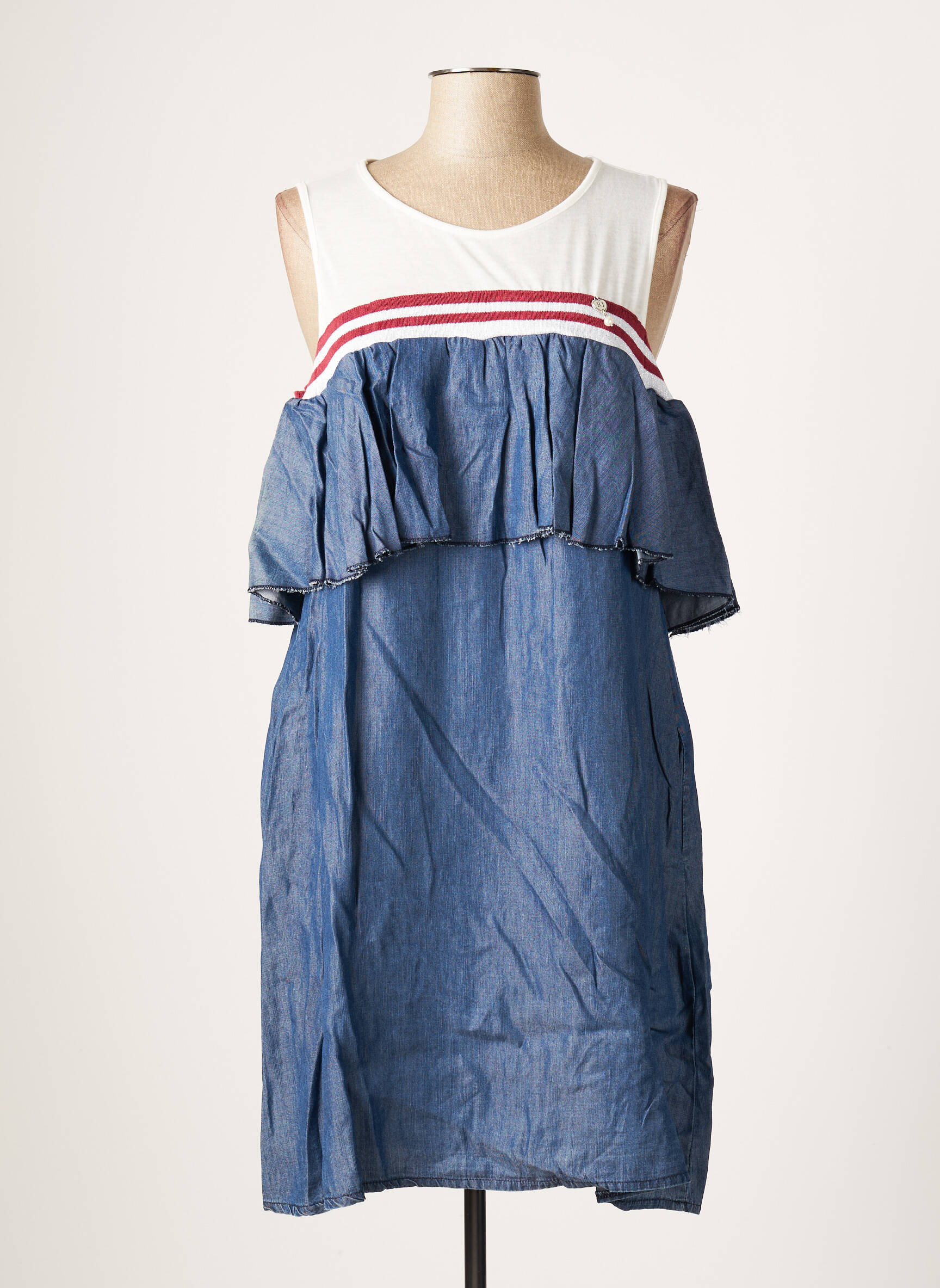 Pusilgių suknelė be rankų be rankų mėlyna R JEANS moteris