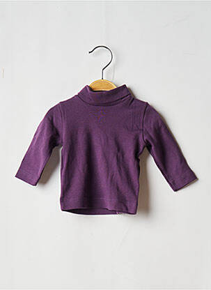 Megztinis su aukštu kaklu tiesi kirpimas ilgos rankovės violetinis PETIT BATEAU mergina