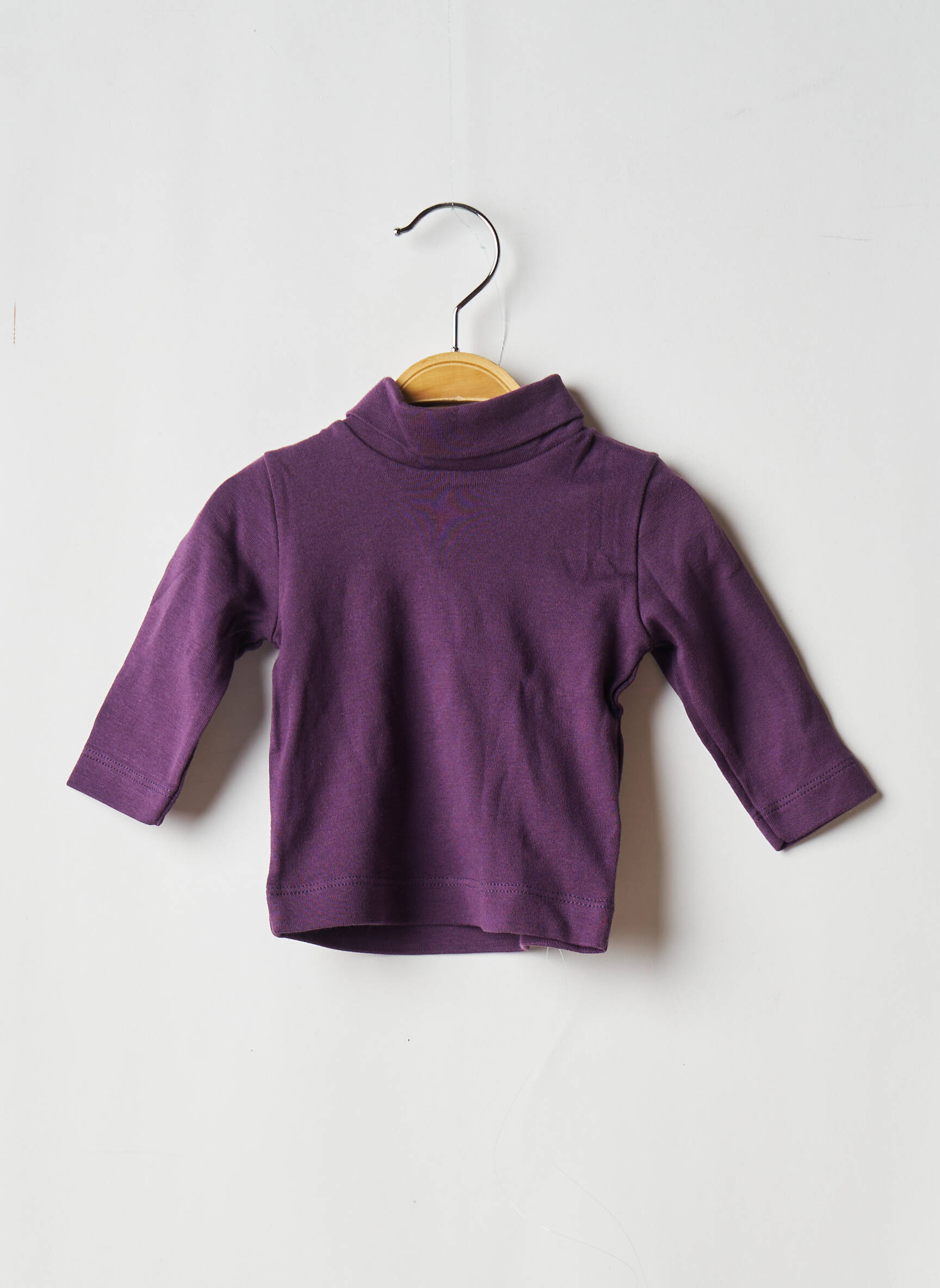 Megztinis su aukštu kaklu tiesi kirpimas ilgos rankovės violetinis PETIT BATEAU mergina