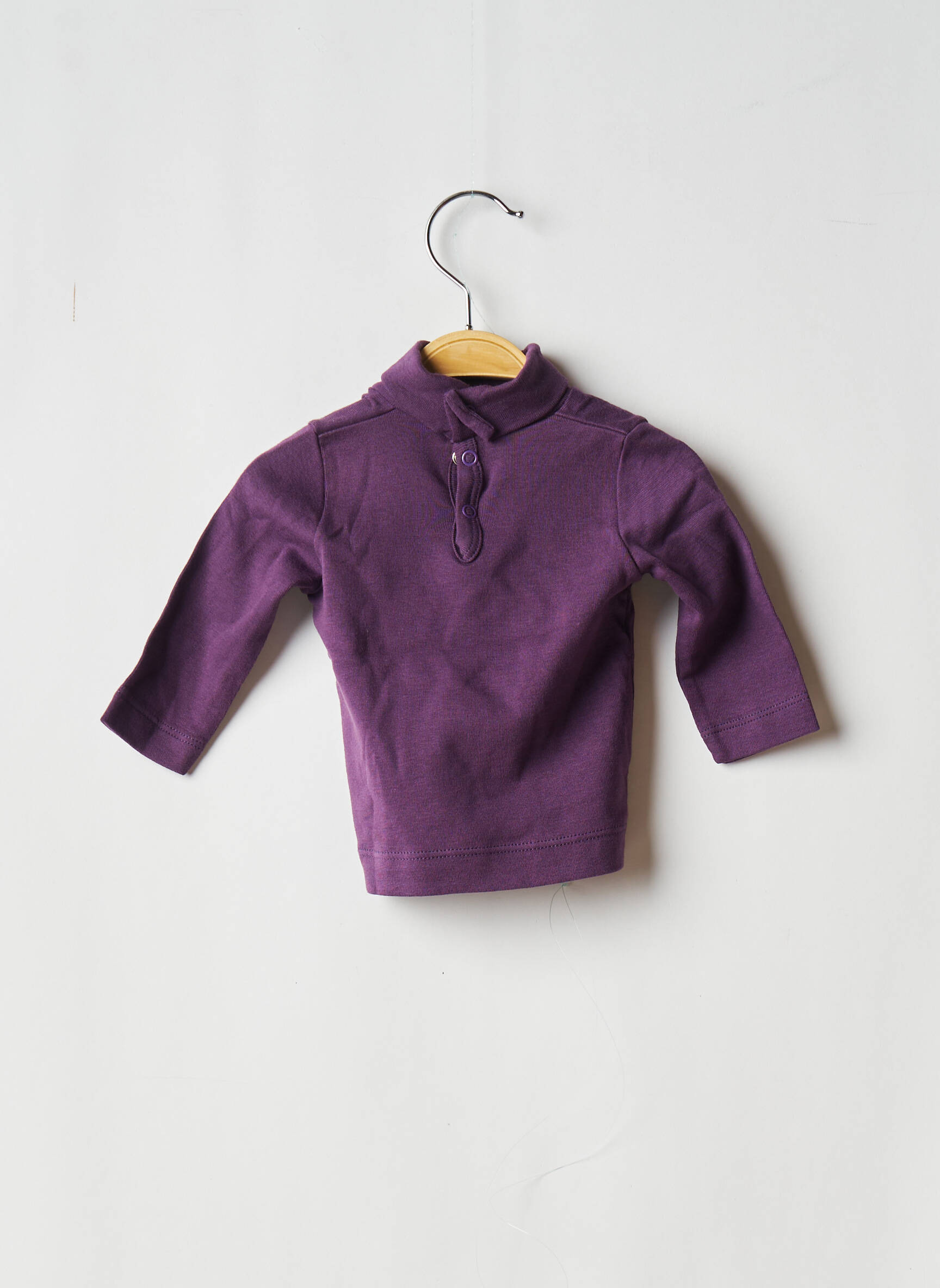 Megztinis su aukštu kaklu tiesi kirpimas ilgos rankovės violetinis PETIT BATEAU mergina