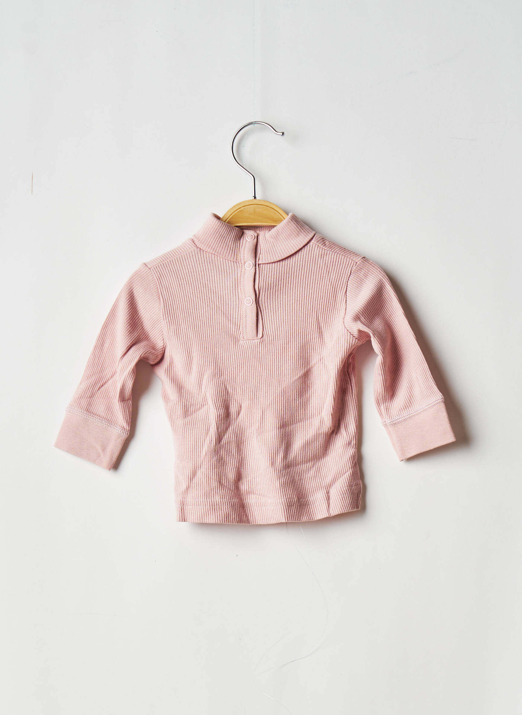 Megztinis su aukštu kaklu tiesi kirpimas ilgos rankovės rožinė PETIT BATEAU mergina