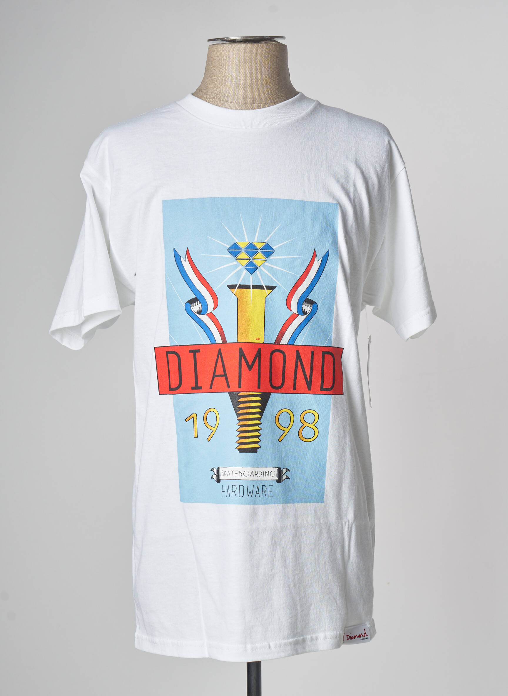 T-marškinys baltas DIAMOND SUPPLY CO vyras
