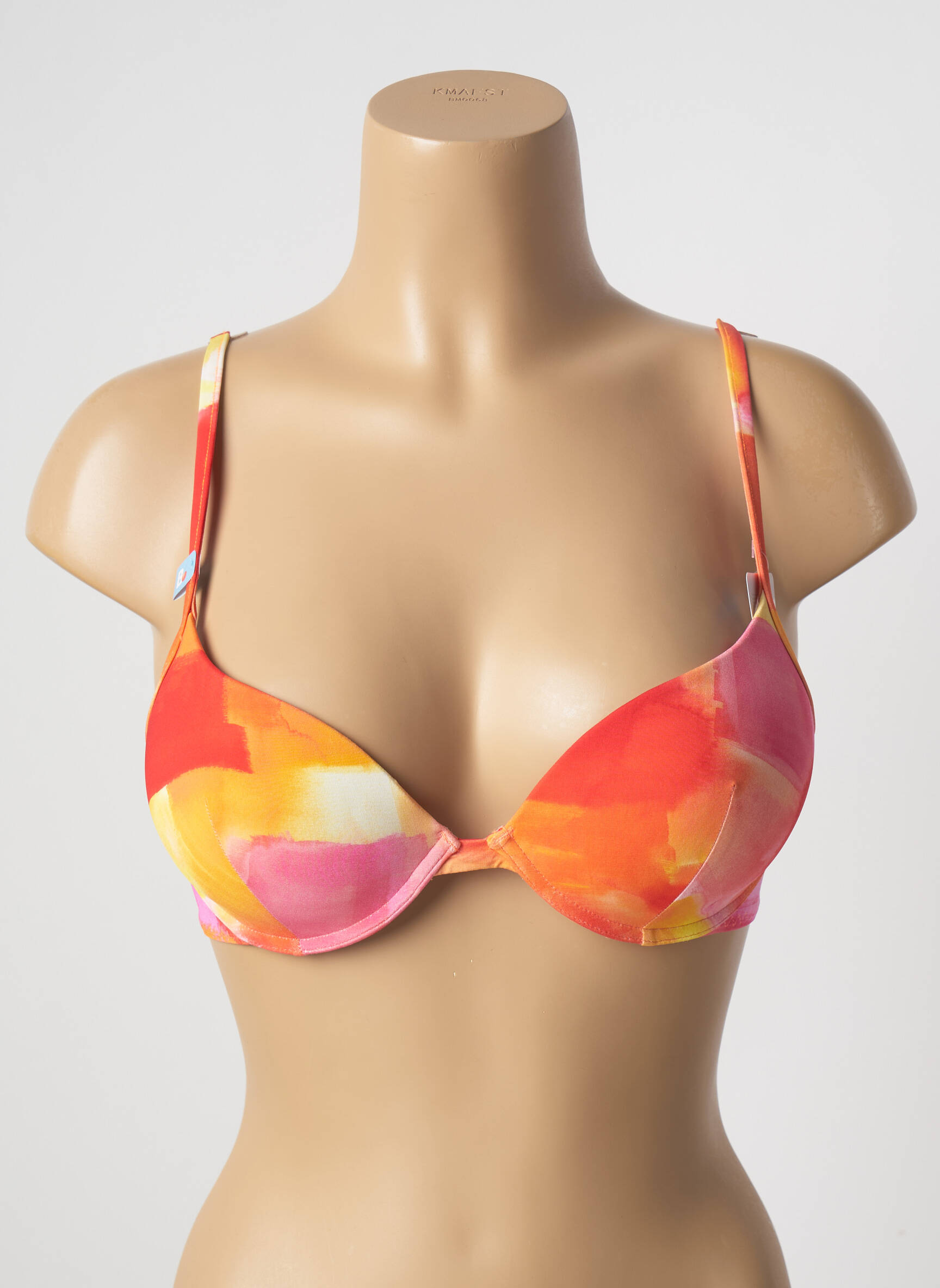 Maudymosi viršūnė tamprumas push-up liemenėlė su aukštu palaikymu oranžinė CHERRY BEACH moteris