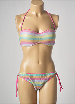 Dvivietis maudymosi kostiumėlis tamprumas viršutinė juostelė rožinė GENIUS moteris