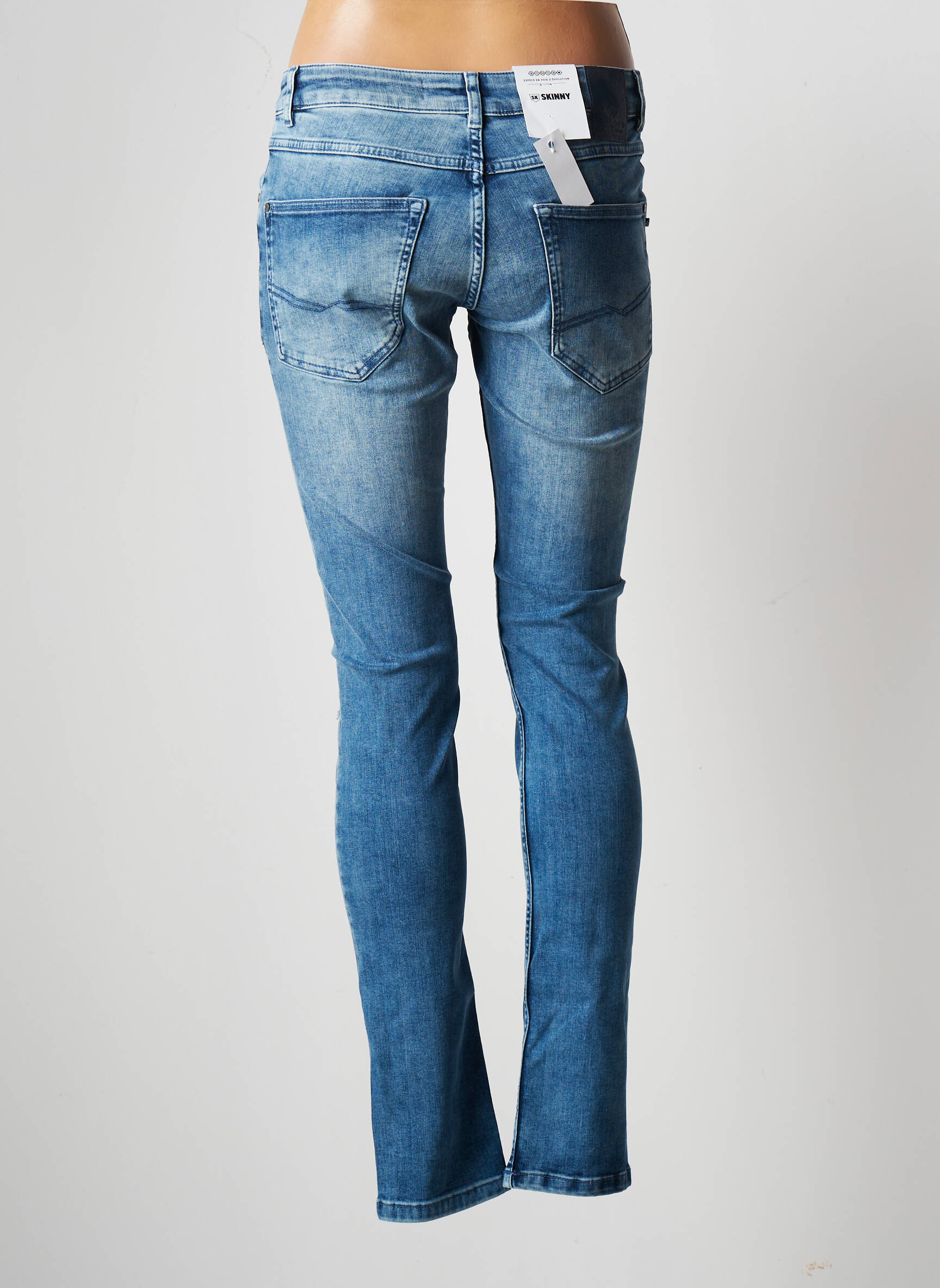 Lieknos džinsai nusidėvėjęs ir išblukęs efektas normala dydis mėlyna BONOBO JEANS moteris