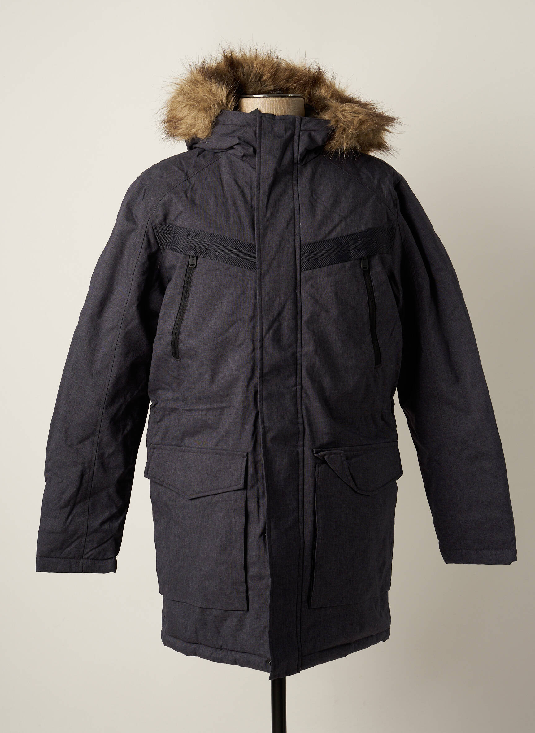 Parka bordo apdailos rankogaliai su gobtuvu pilka JACK & JONES vyras