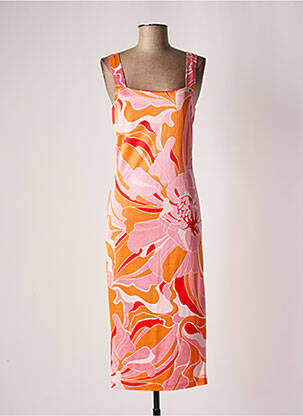 Pusilgių suknelė fantazijos raštas plonos dirželiai oranžinė KOCCA moteris
