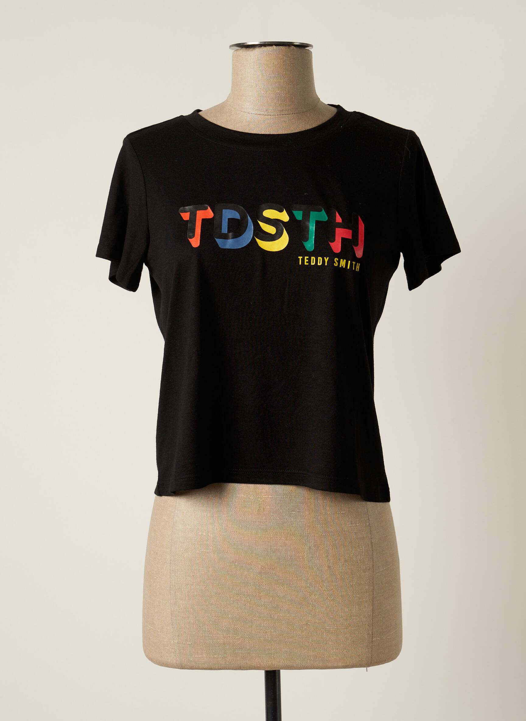 T-marškinys floqué serigrafija trumpas rankovės juodas TEDDY SMITH moteris