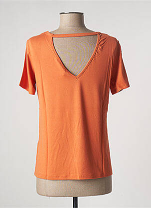 T-marškinys sietinė spauda su kristalais trumpas rankovės oranžinė MALOKA moteris