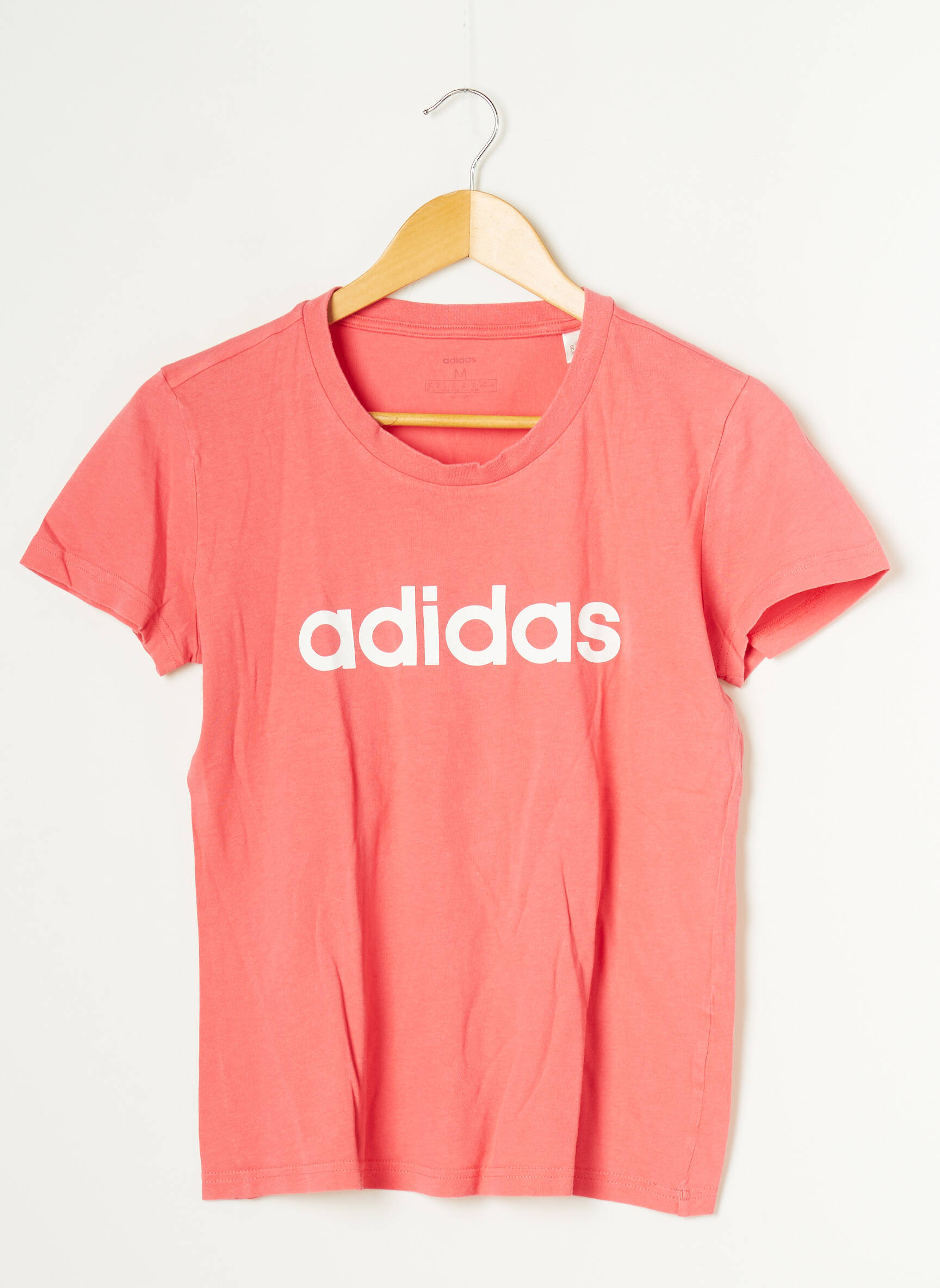 T-marškinys tiesi kirpimas trumpas rankovės rožinė ADIDAS moteris