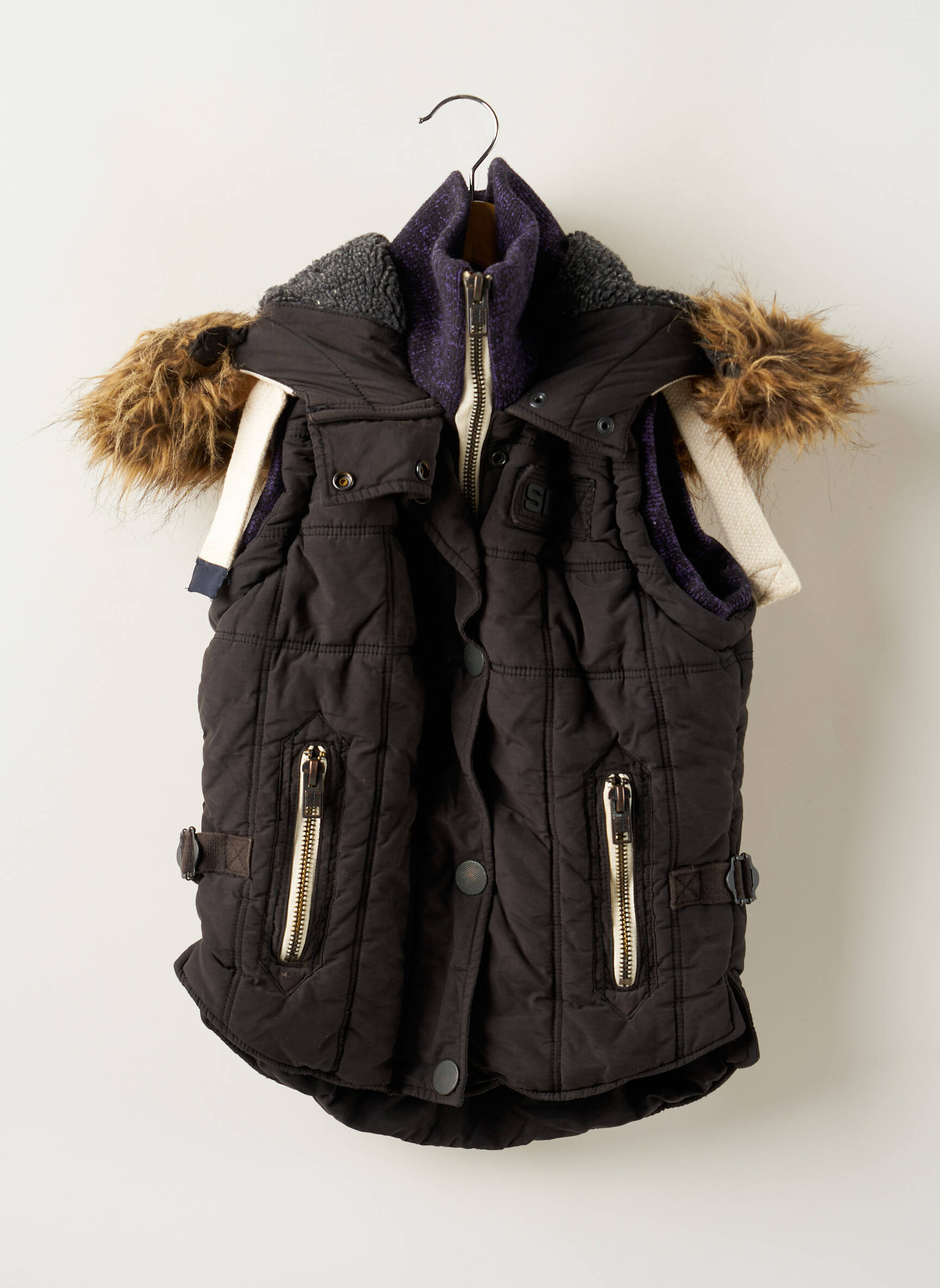 Pūkinė striukė kišenės be gobtuvų pilka SUPERDRY moteris