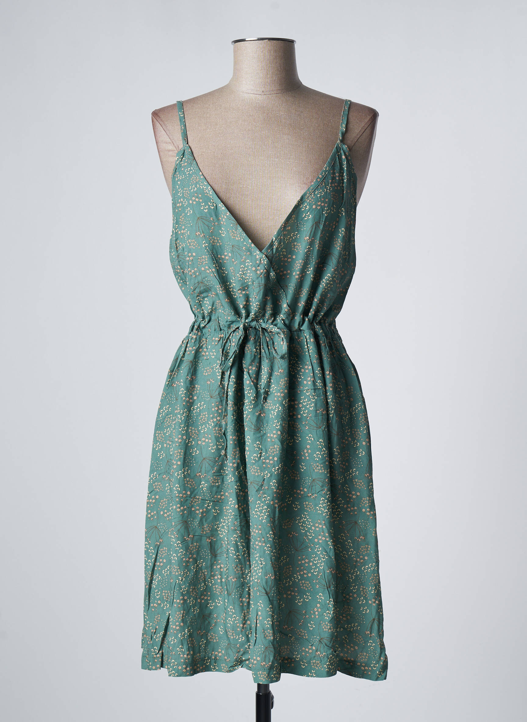 Pusilgių suknelė gėlių raštas plonos dirželiai žalias PAKO LITTO moteris