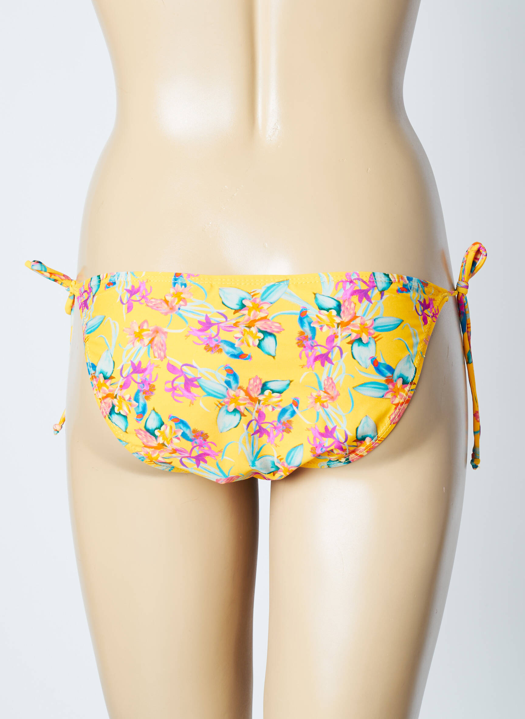 Maudymosi kelnaitės gėlių raštas bikini geltona SUN PROJECT moteris