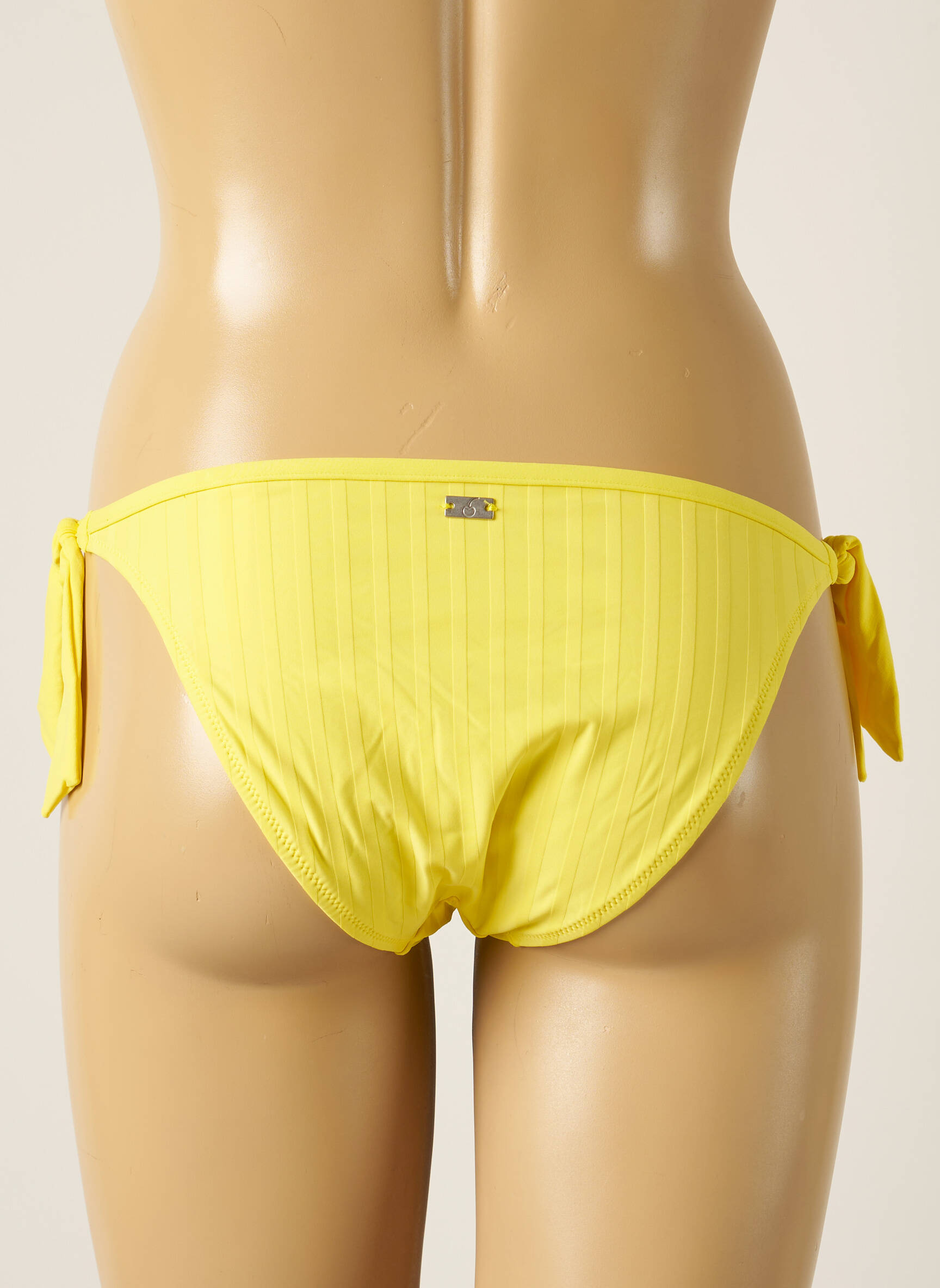 Maudymosi kelnaitės satino efektas bikini geltona CHERRY BEACH moteris