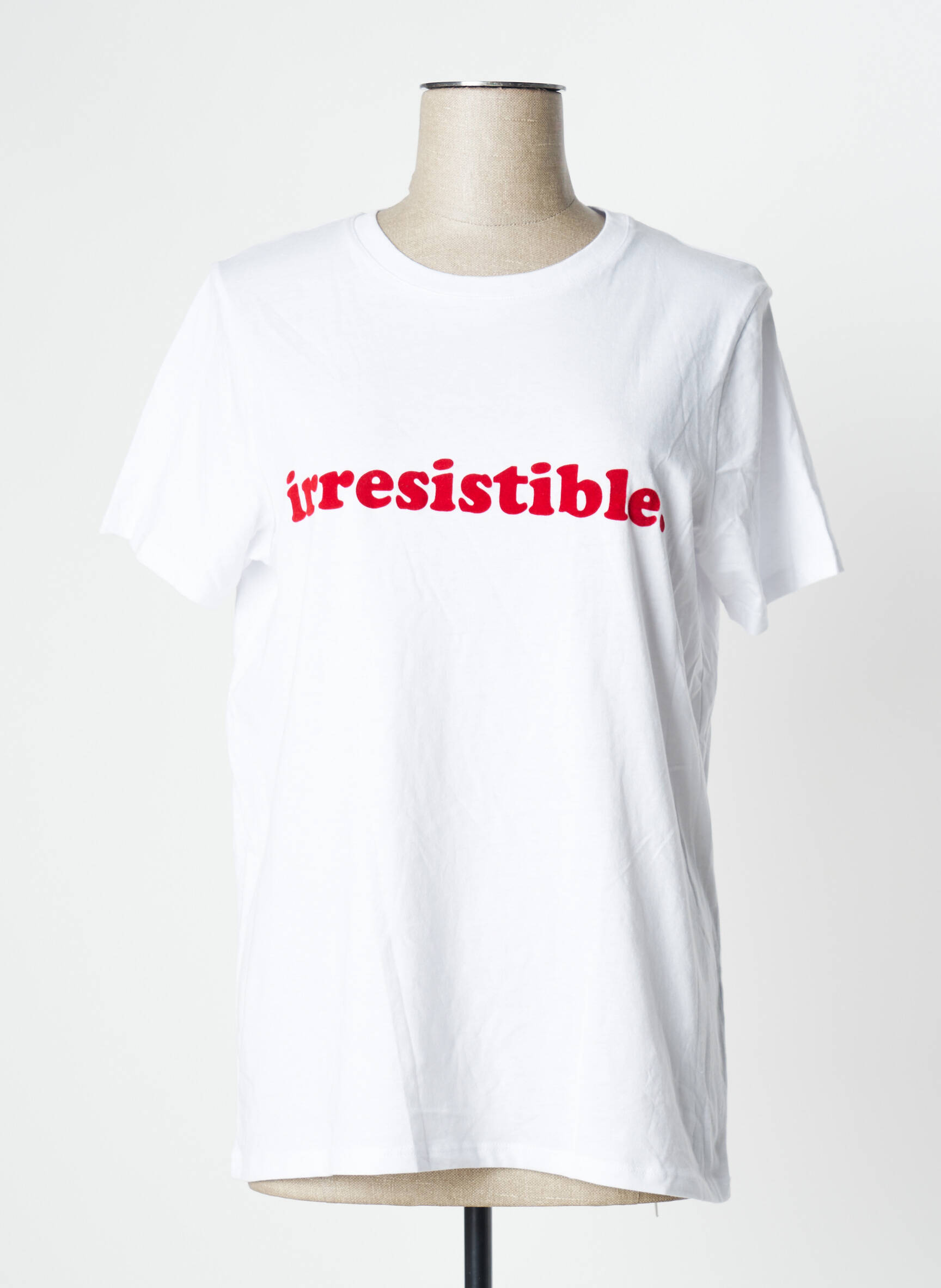 T-marškinys floqué serigrafija trumpas rankovės baltas UNDIZ moteris