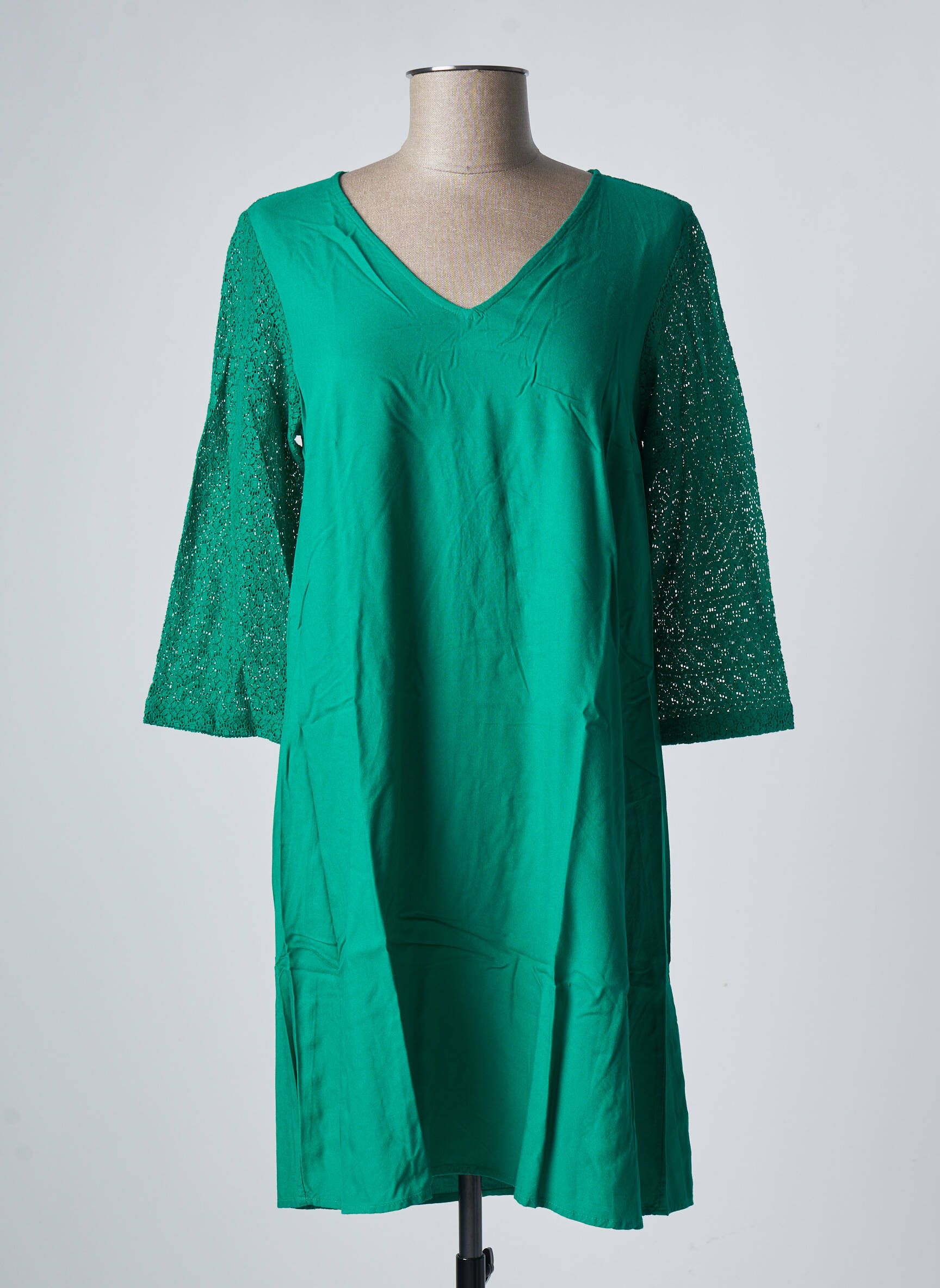 Pusilgių suknelė sklandi forma 3/4 rankovės žalias VERO MODA moteris