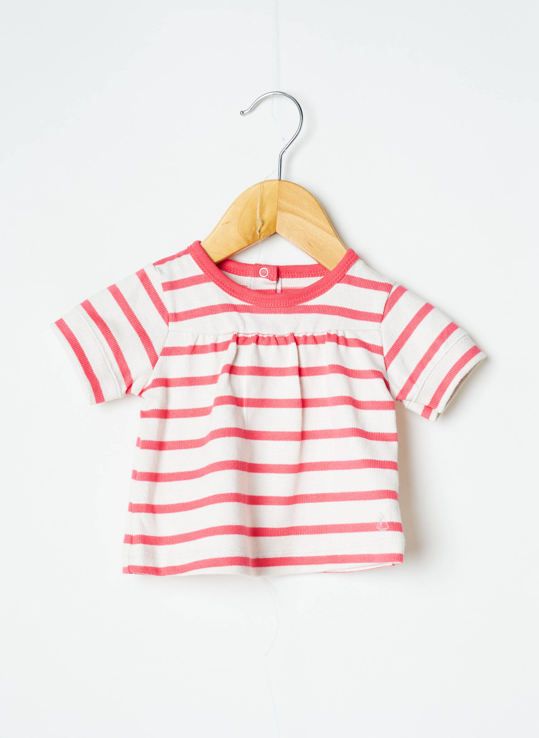 T-marškinys tamprumas trumpas rankovės rožinė PETIT BATEAU mergina