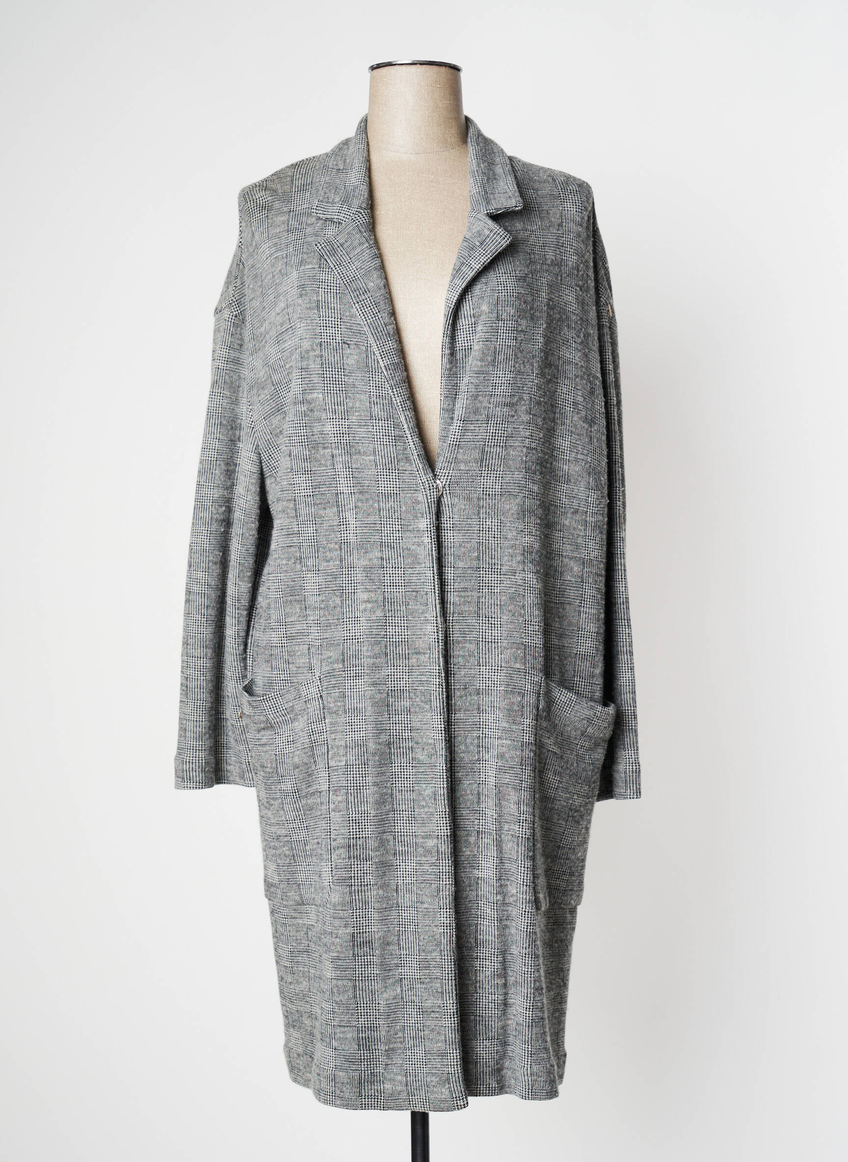 Ilgas paltas spaudžiama uždarymas be gobtuvų pilka MANILA GRACE moteris