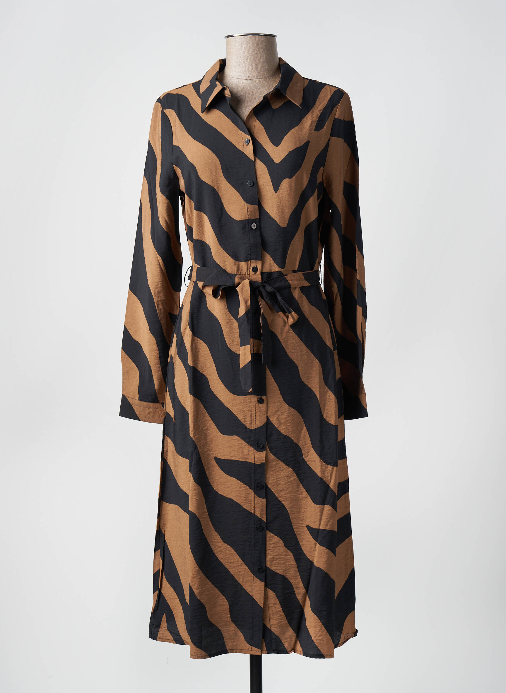 Pusilgių suknelė fantazijos raštas ilgos rankovės juodas VILA moteris
