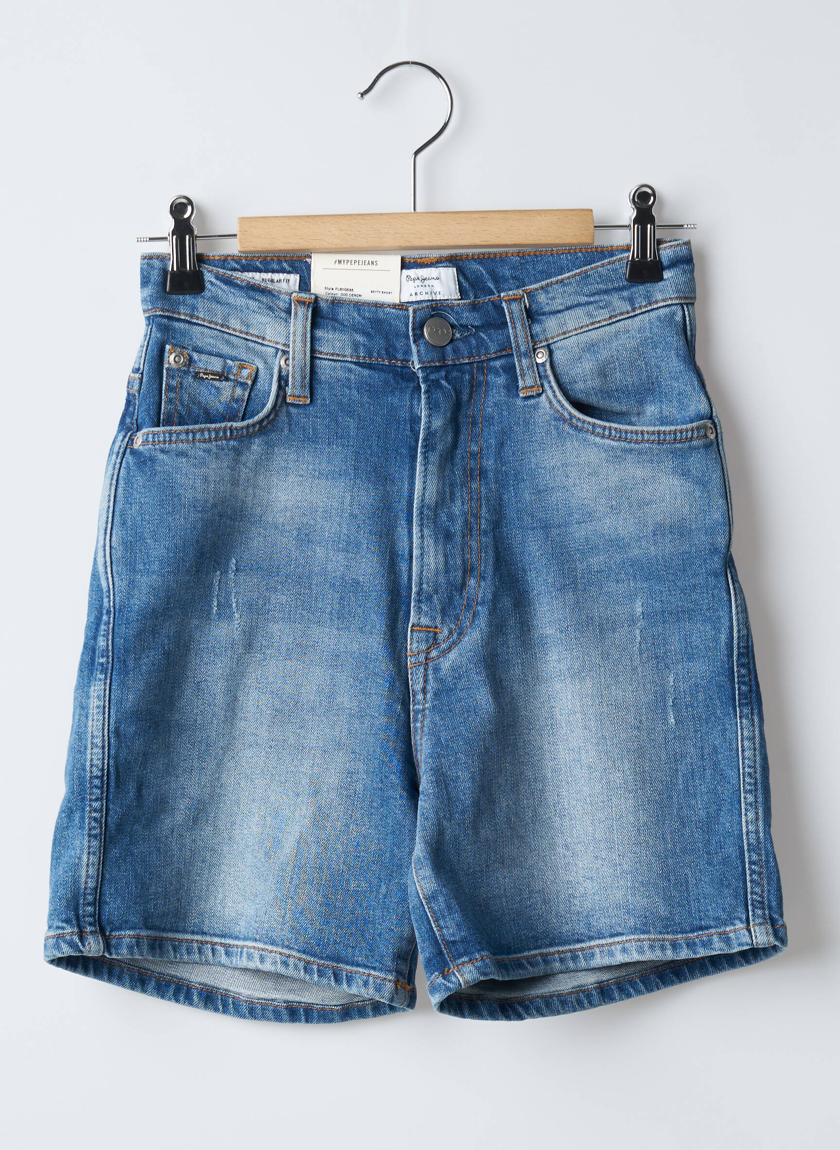 Šortas uždarymas su užtrauktuku po mygtuku uždengimu aukšta talija mėlyna PEPE JEANS moteris