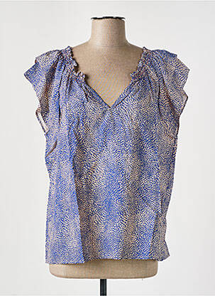 Bluzonai popelinos audinys, kuris pasižymi lygiu ir tankiu paviršiumi. trumpas rankovės mėlyna CKS moteris