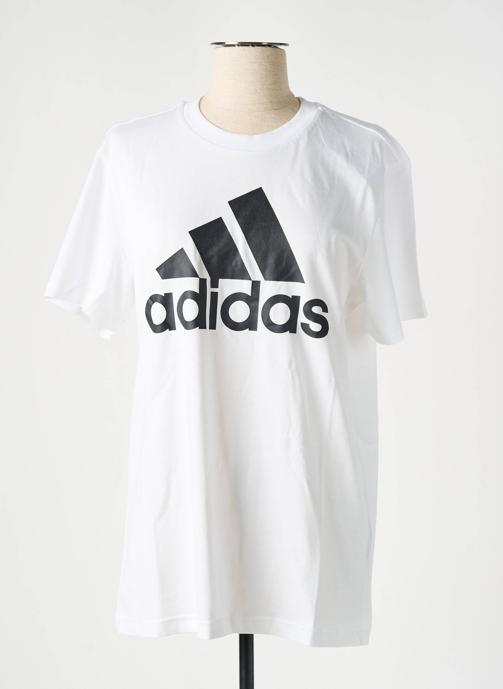 T-marškinys tiesi kirpimas trumpas rankovės baltas ADIDAS moteris