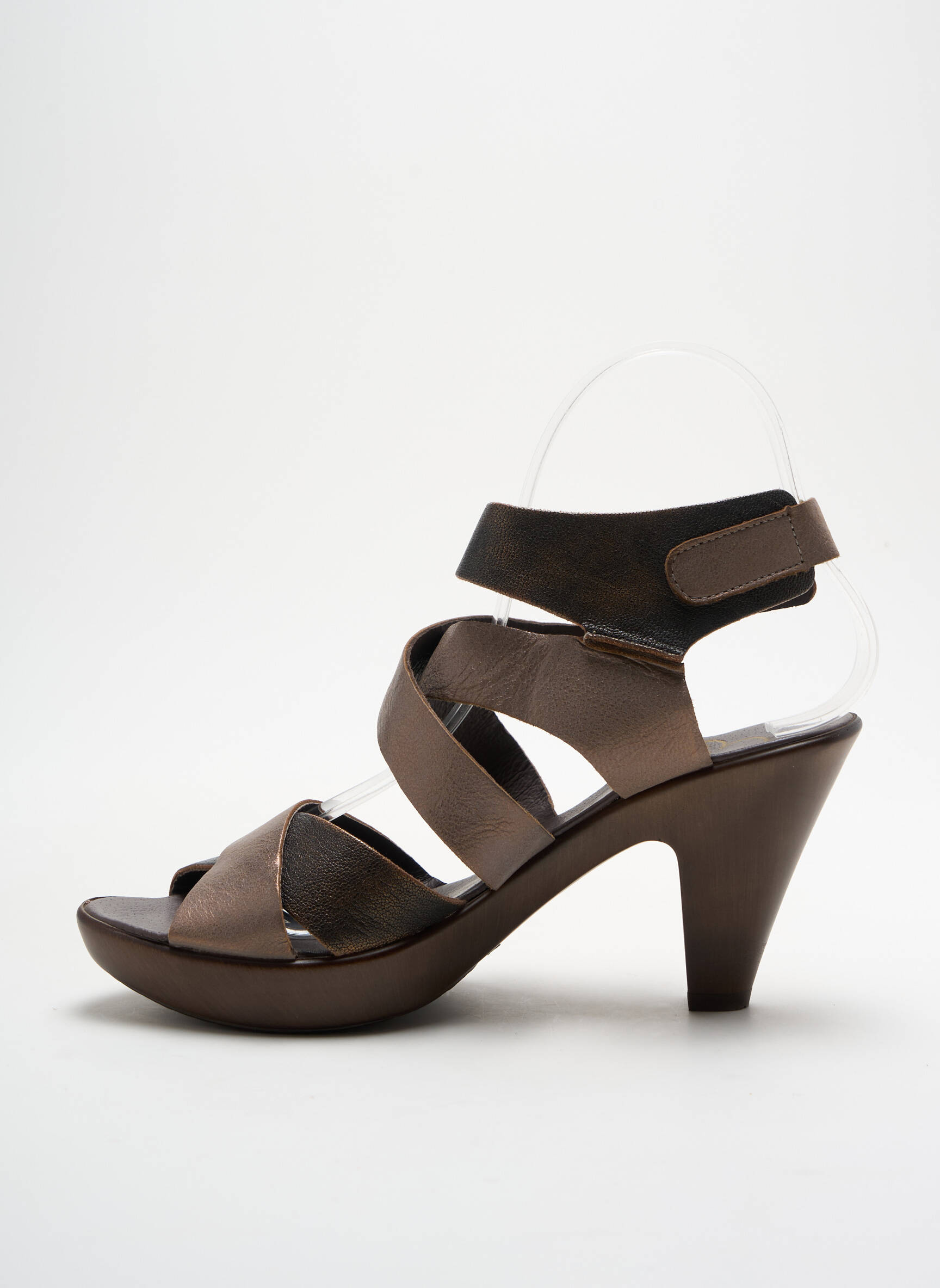 Sandalai/nu pėdos satino audinys kulnas nuo 7 iki 9 cm rudas KARSTON moteris